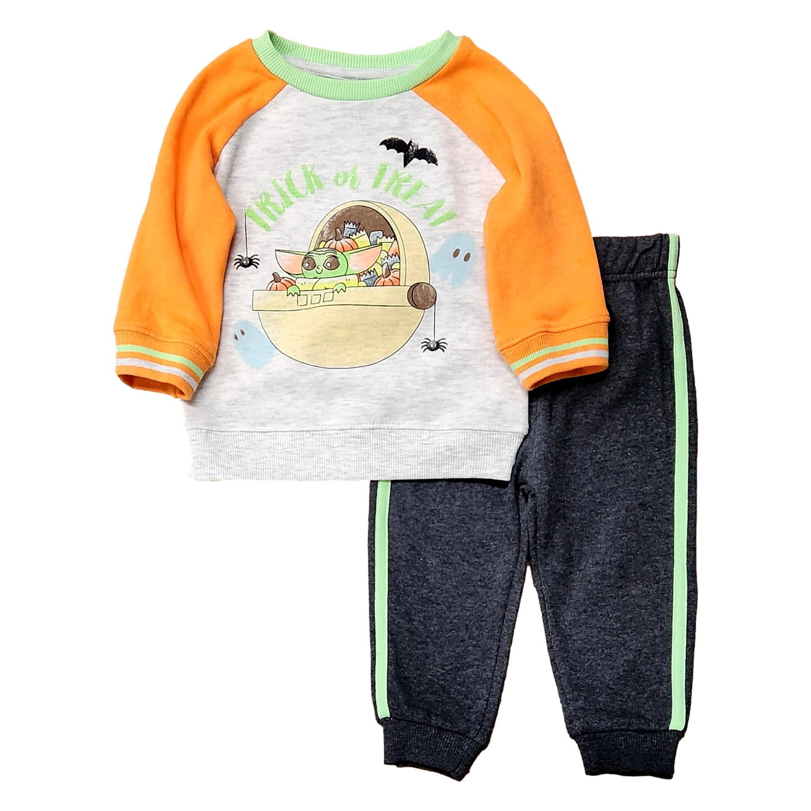 Toddler Boys’ Lucasfilm Halloween Baby Yoda Fleece Top and Bottom Set 18M