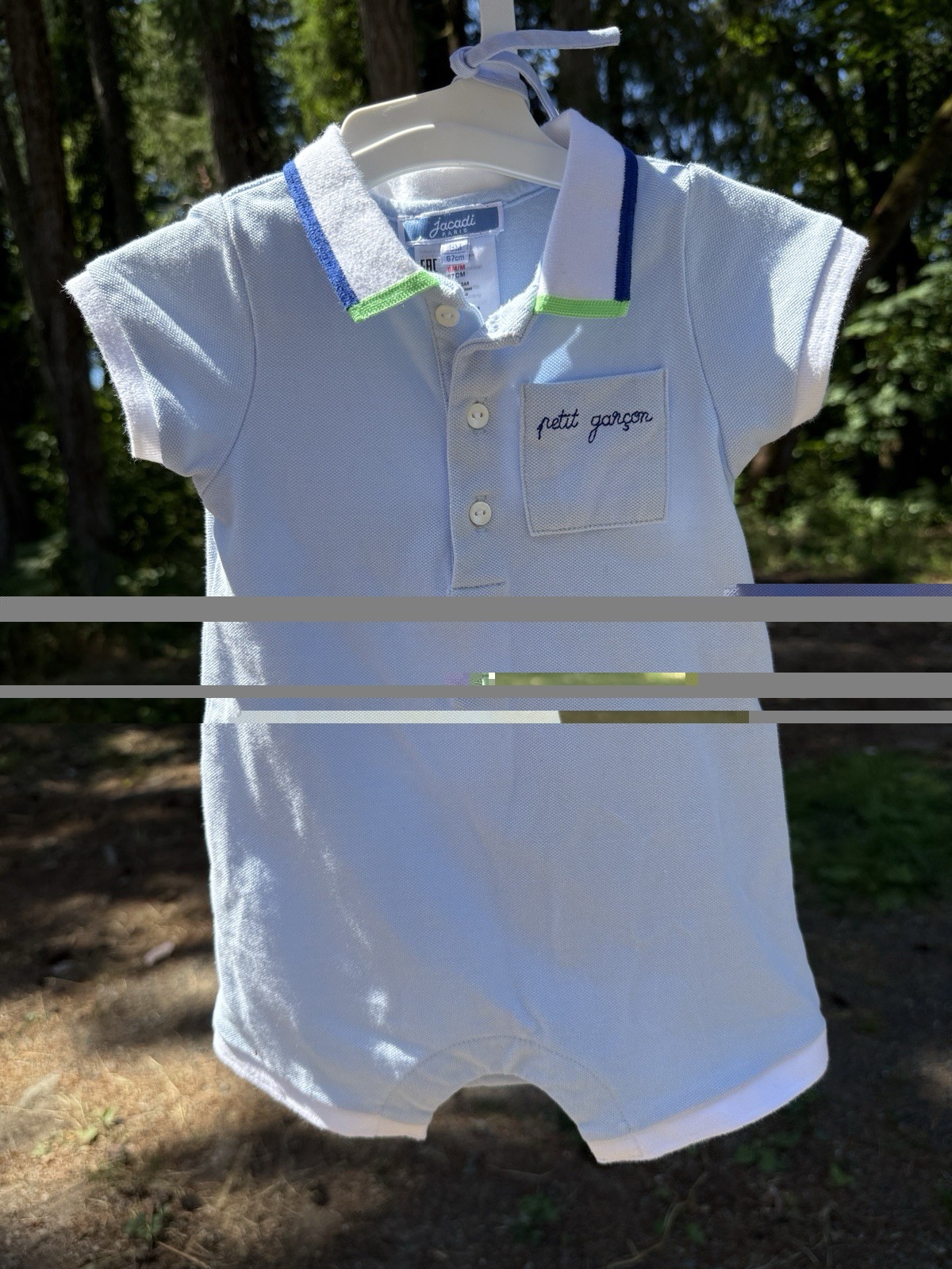 Jacadi Paris Baby Boy Romper and Bucket Hat Set 6M
