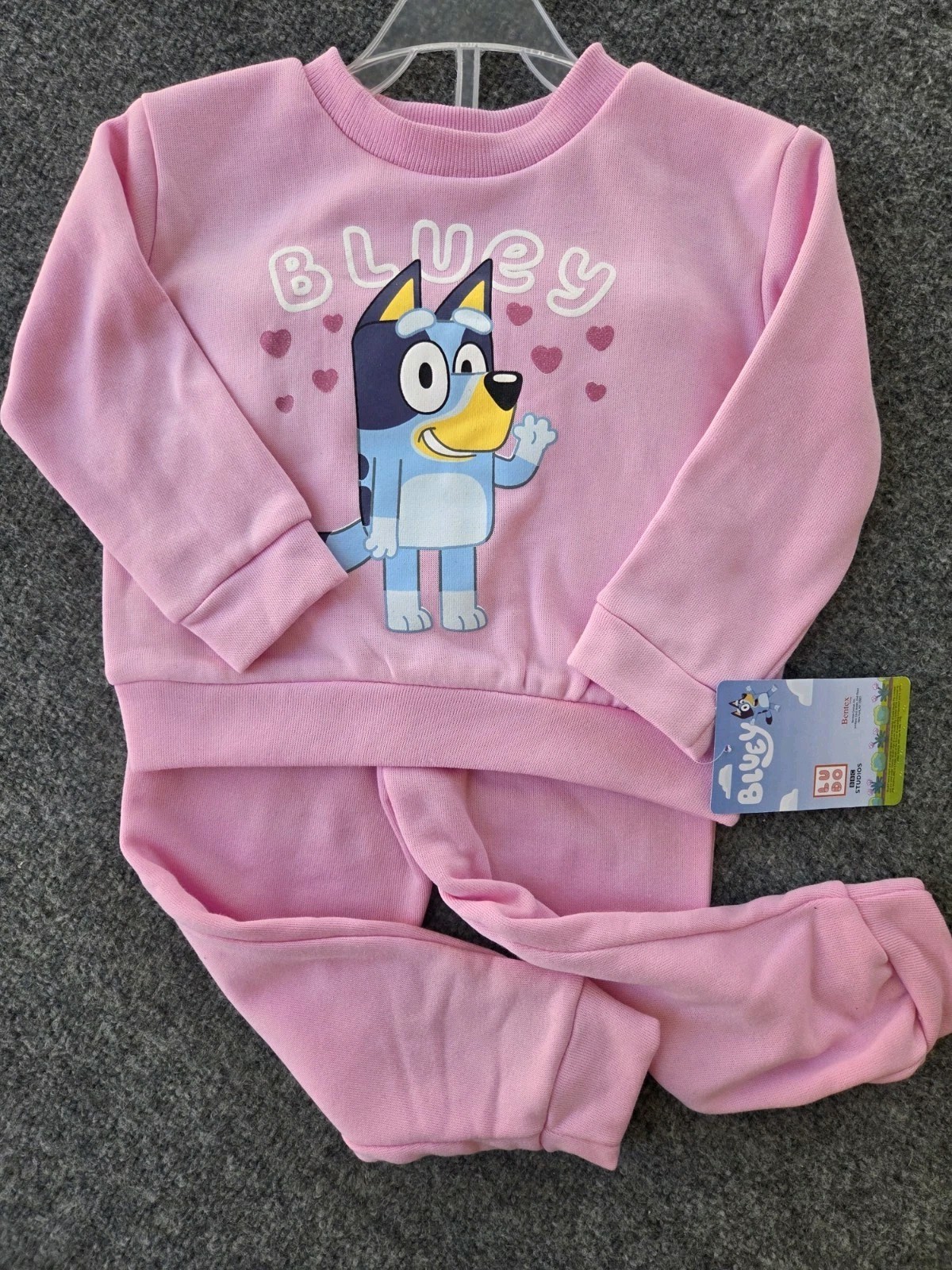 Size 2T Girls 2pc PINK ‘BLUEY” Jogger/sweatsuit Set Brand New W Tags