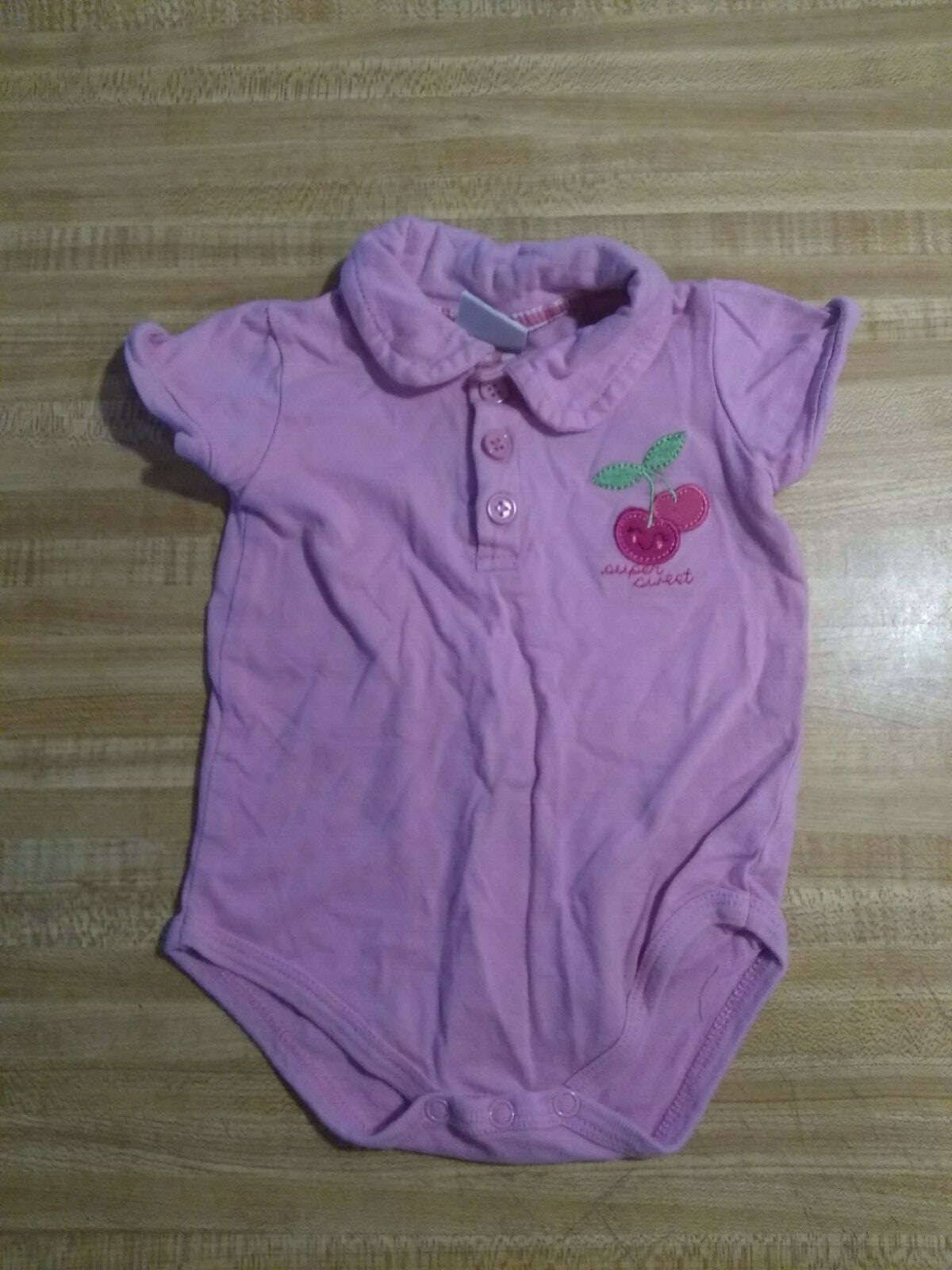 Peanut Buttons Baby Girl Size 3Mth 100%C S/S Pink Super Sweet Cherry Outfit