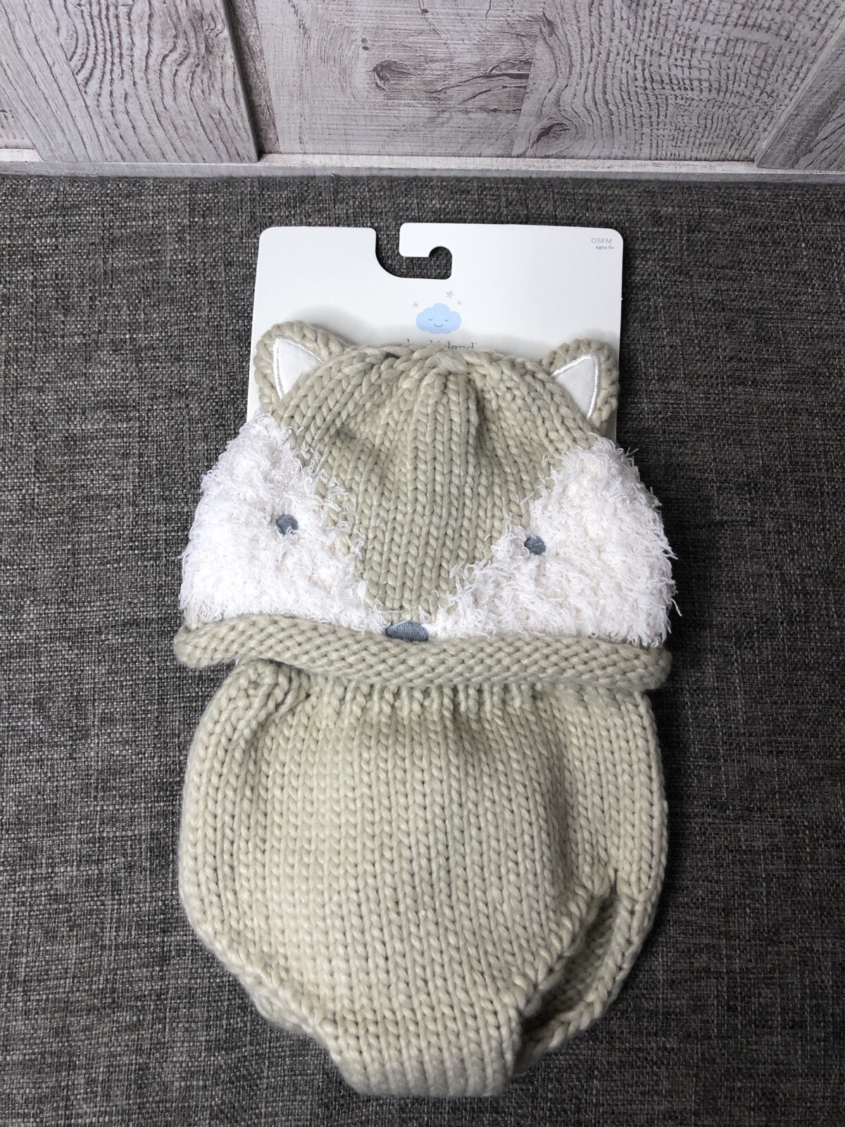 Cloud Island Baby Hat & Diaper Cover Set One Size Fits Most Beige White Fox