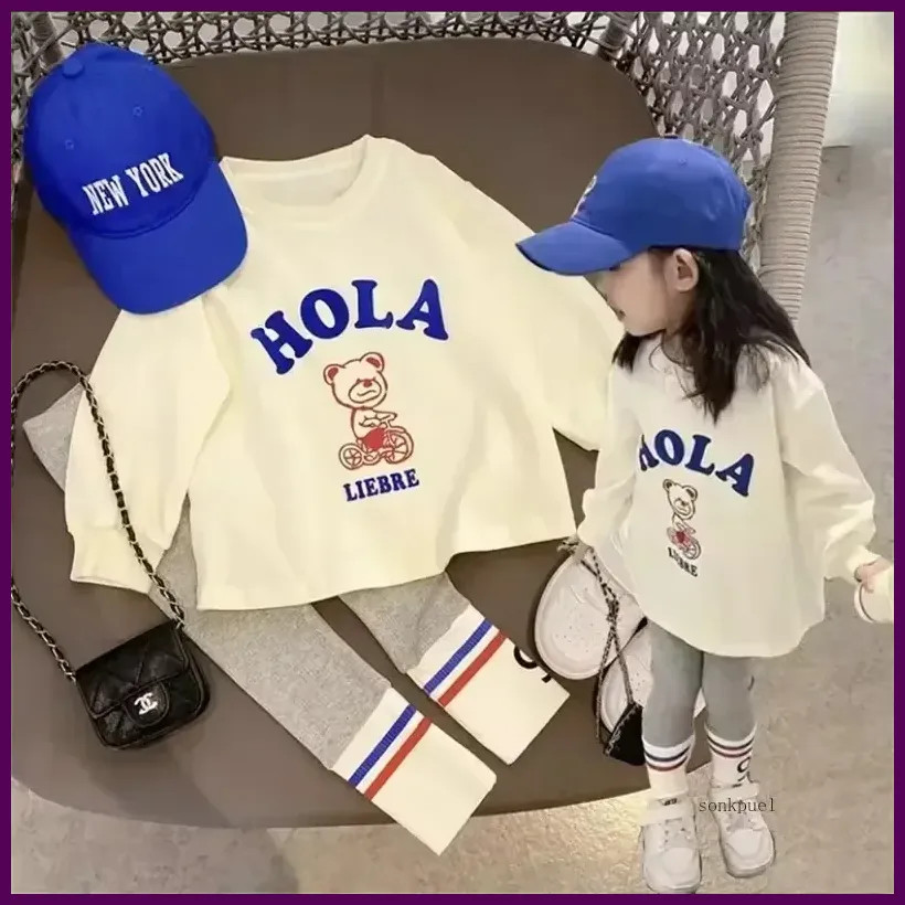 2026 Autumn Children’s Fashionable Sports Set Baby Girl Sweater + Leggings
