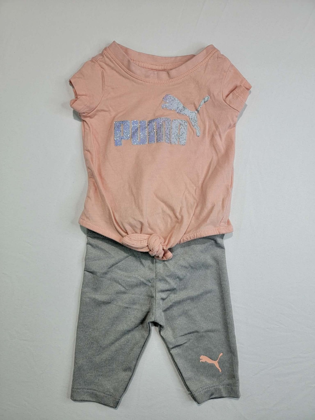 Puma Baby Girls 0-3 M 2PC Outfit Pink Top Gray Leggings
