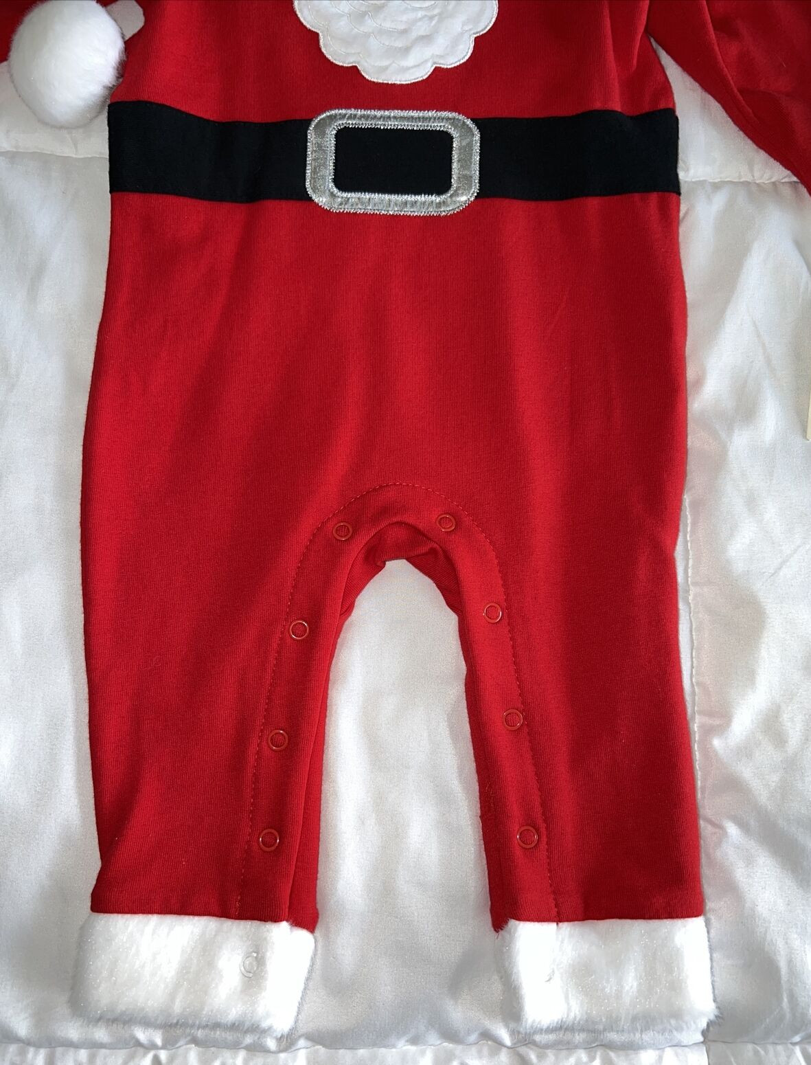 NWT Cat & Jack Baby Infant Boy’s Red Santa Holiday Hooded Romper 3-6 months