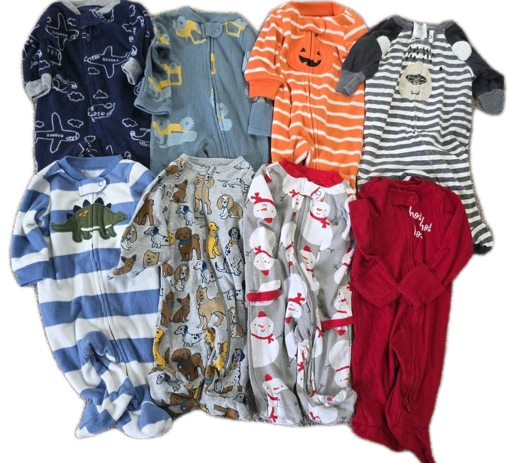 Baby Boy Newborn Sleepers Lot Zipper Outfits Sleep ‘n Play 8 Piece Bundle Lot