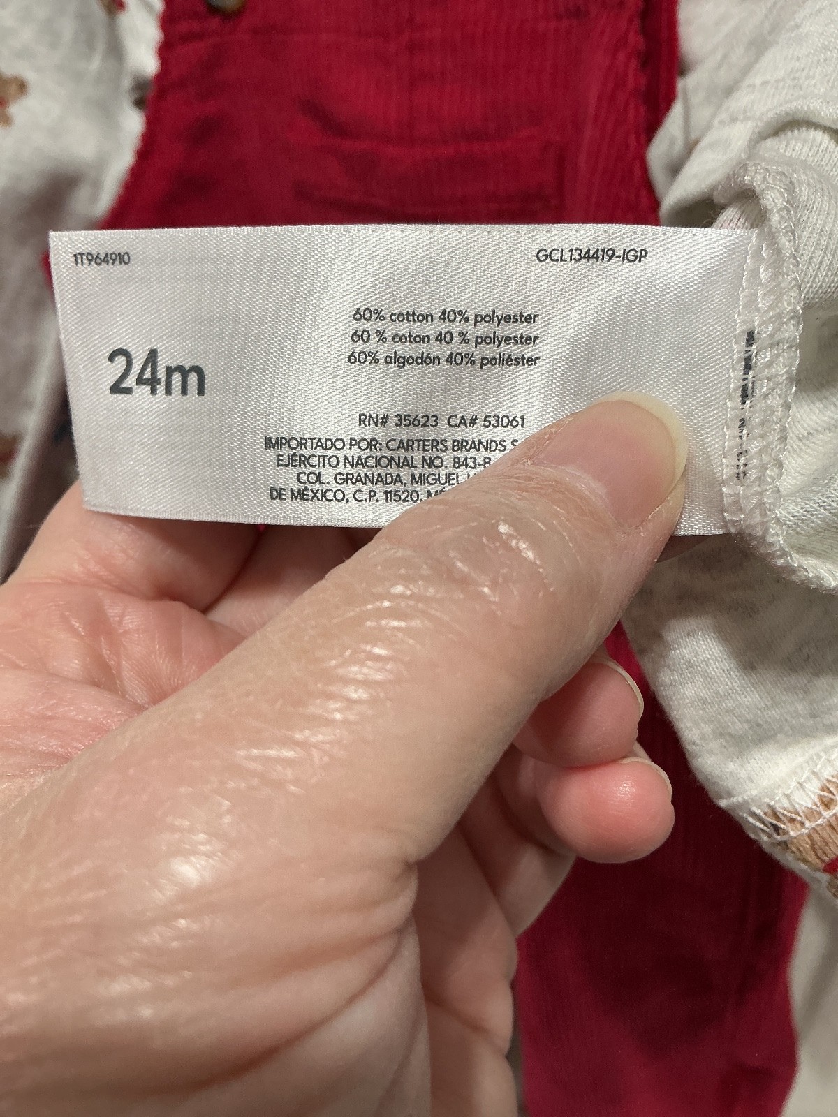 Baby boy child of mine 2 piece LS knit bear shirt,red cordaroy overalls ast size