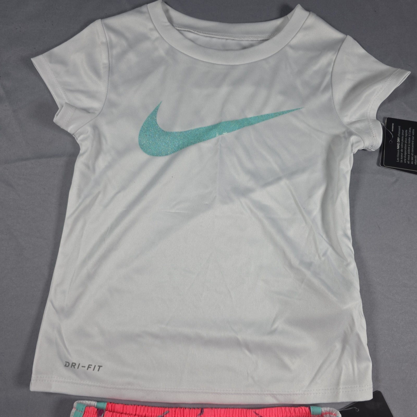 Nike Dri-Fit Little Girl’s 2-Piece Graphic Tee & Short Set 4T Sunset Pulse