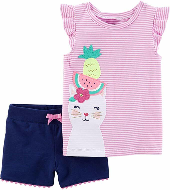 Carter’s Infant Girls 2 Pc Shirt & Shorts Set NWT Size 3M 6M 9M 12M or 18M