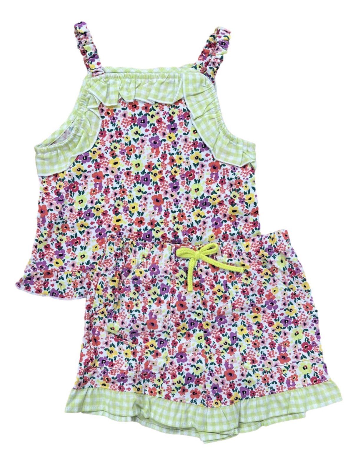 Toddler Girls 2 Piece Colorful Floral Tank Top & Shorts Set Outfit 5T