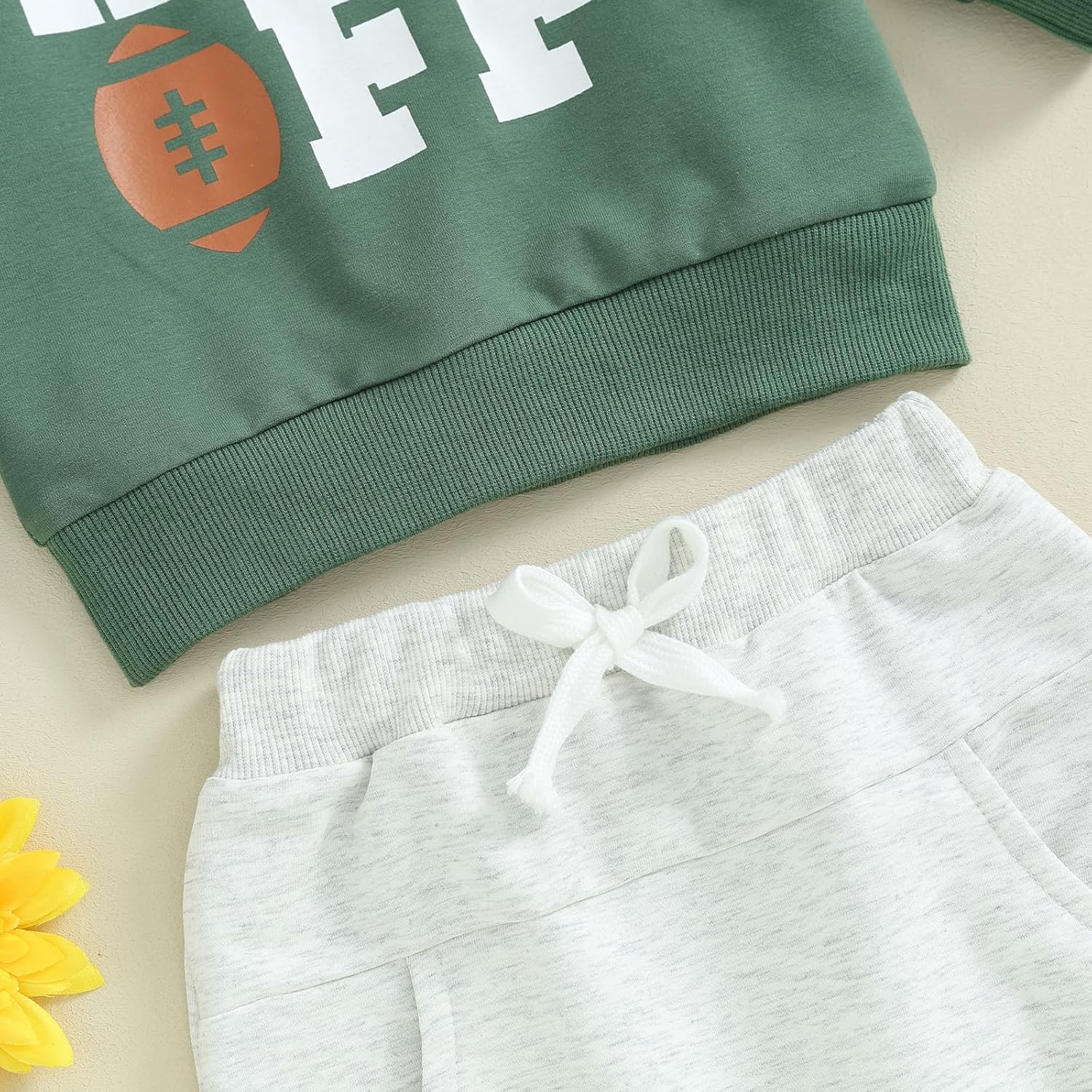 2PCS Toddler Baby Boy Fall Outfit Rugby Sweatshirt Long Sleeve Top + Solid Pants
