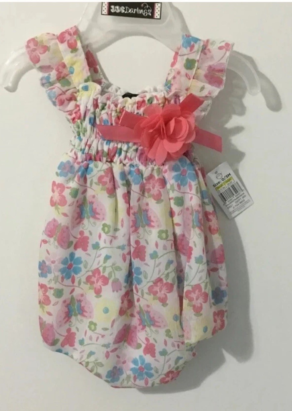 DDG Darlings Infant Baby Girls Bubble Outfit Pink Floral One Piece 0-3 Months