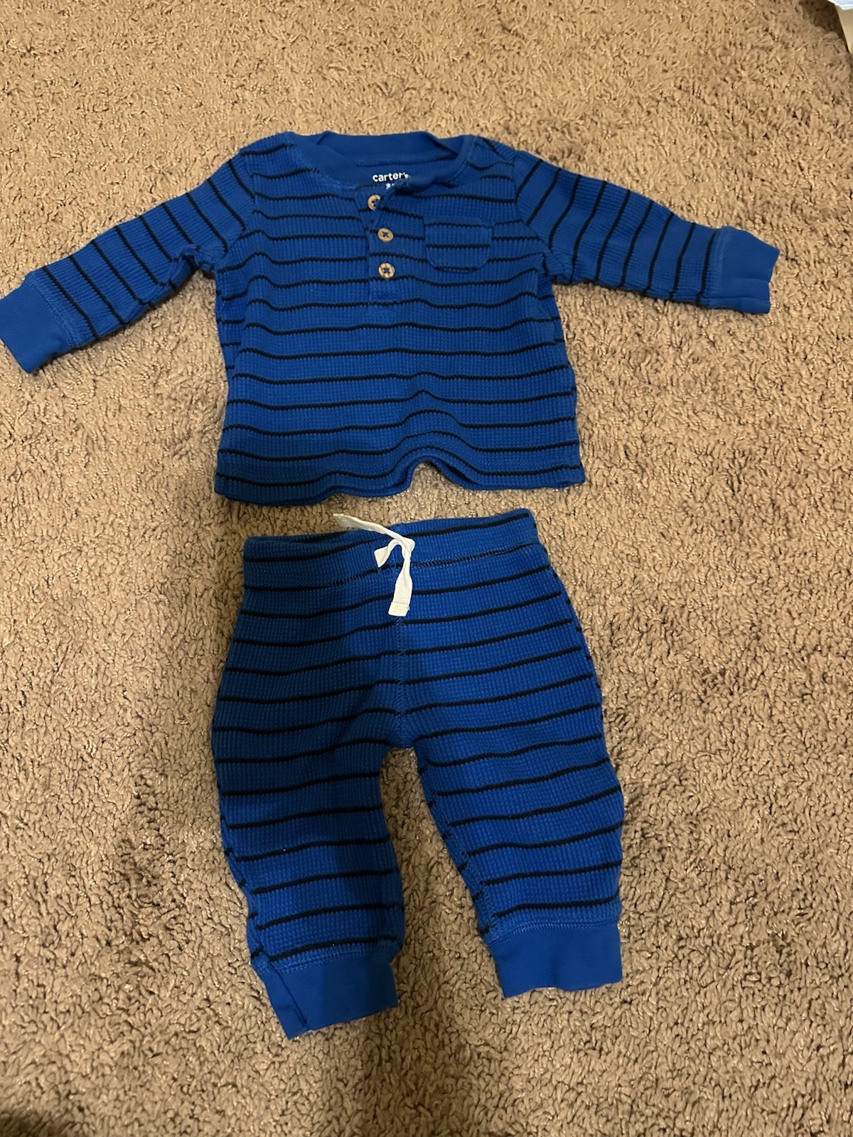 Carter’s Baby Boys 3 Month Navy Blue Thermal Set Long Sleeve