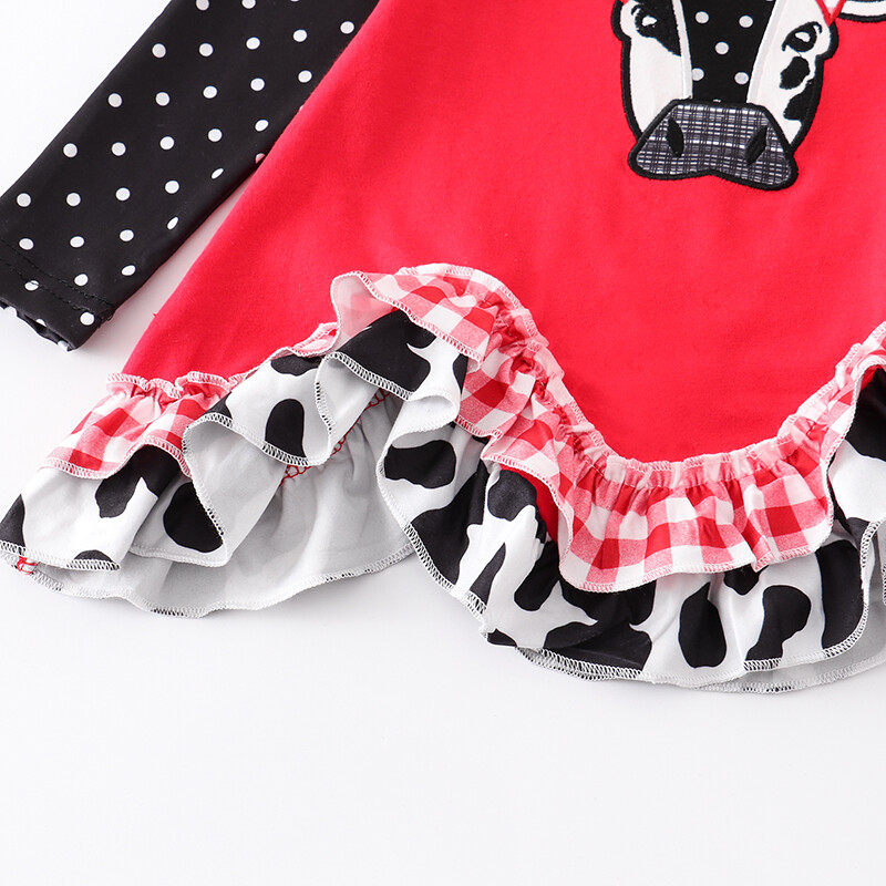 NEW Boutique Girls Cow Long Sleeve Tunic & Ruffle Leggings Outfit Set