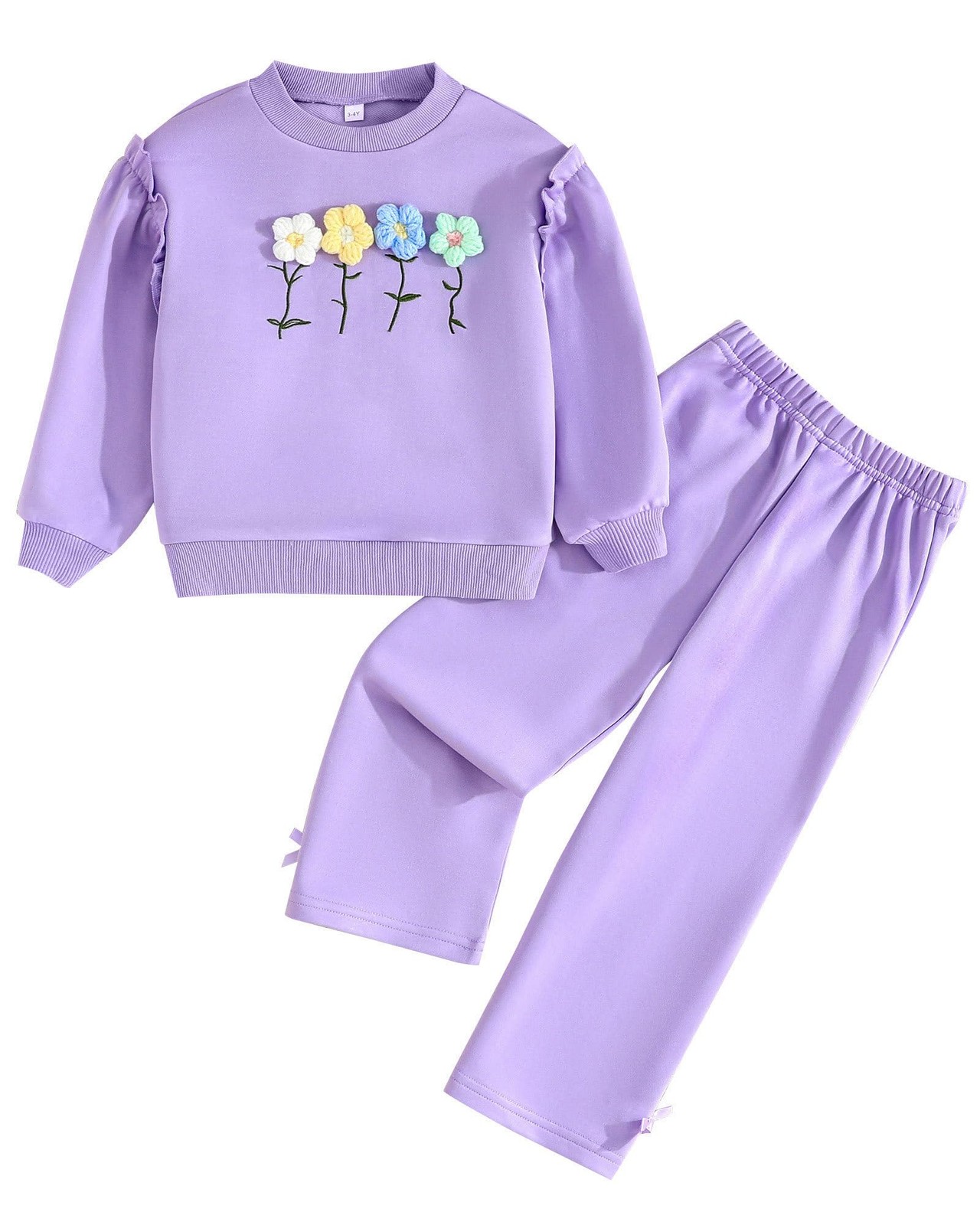 Girl Clothes Fall Outfits Purple Winter Long Sleeve Sweatshirt Wide Leg Sweat…