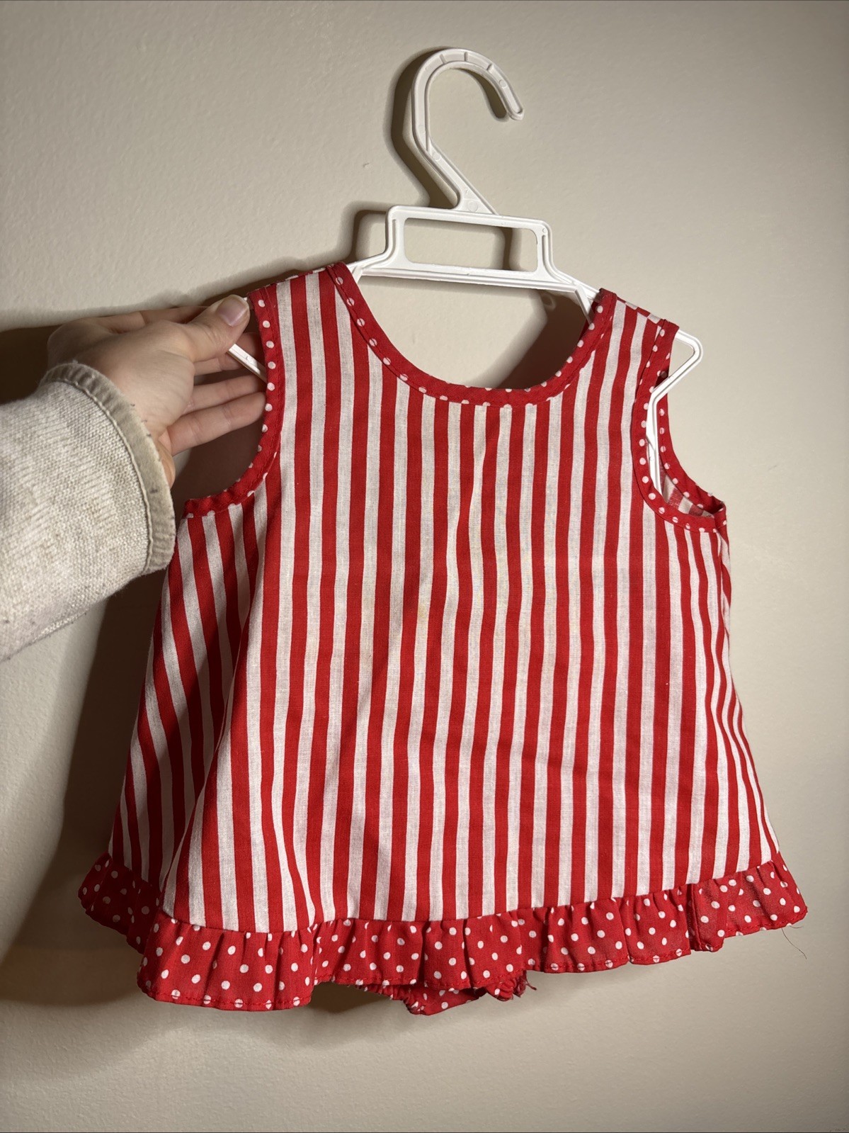 Vintage 2 Piece 18 Month Red And White Outfit For Baby