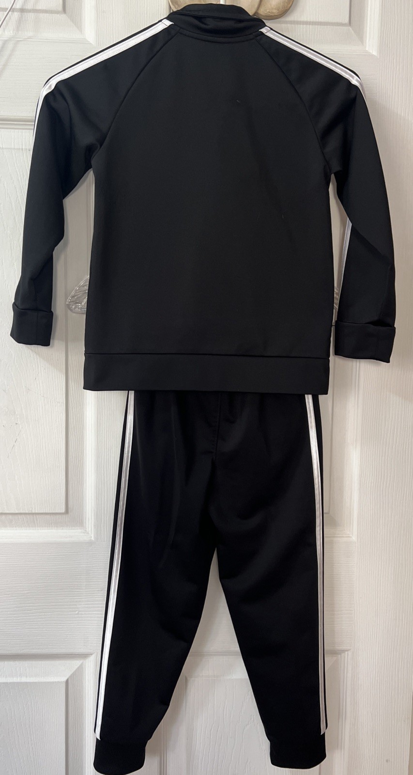 Adidas Toddler Track Suit Set Black White 3 Stripe Jacket + Pants Size 6