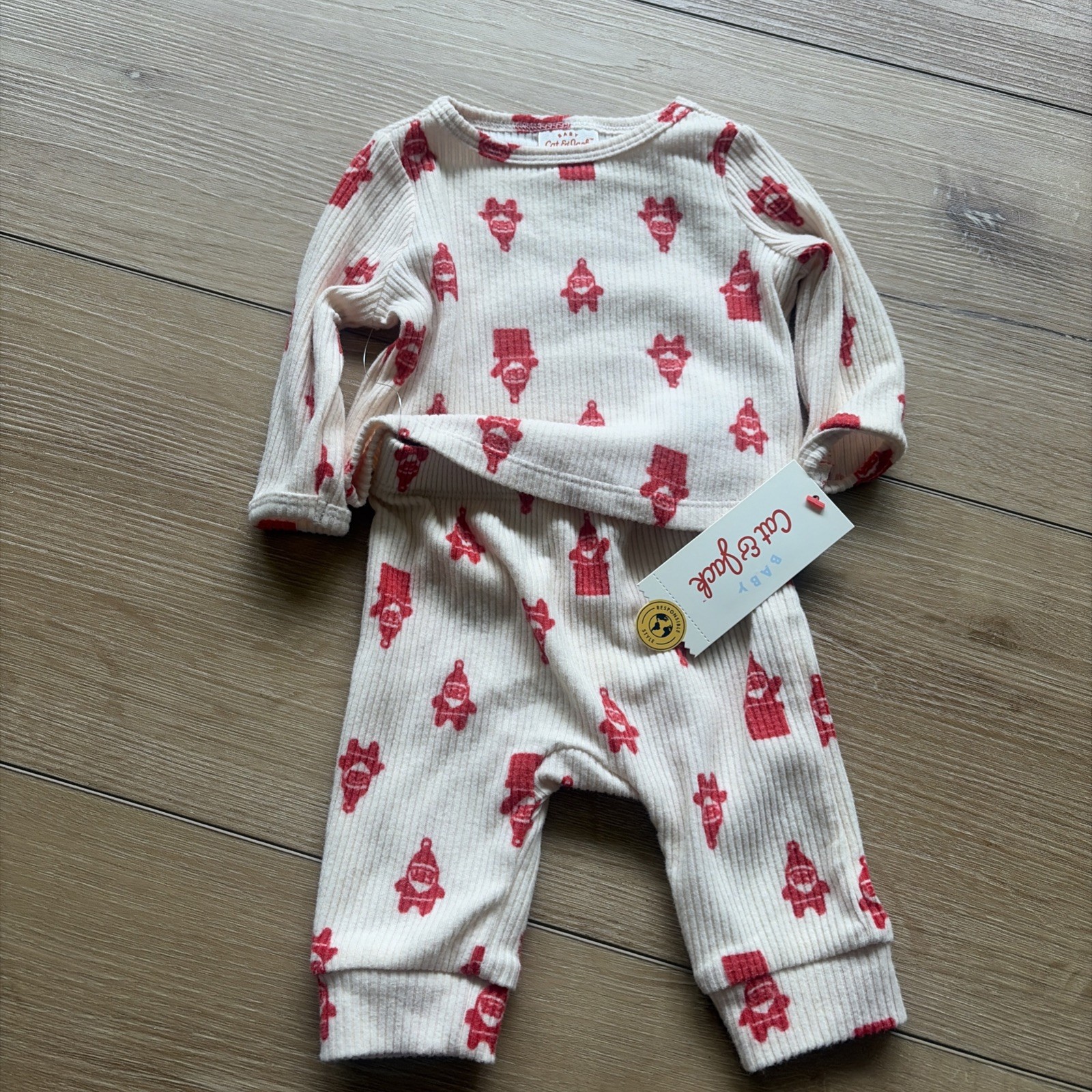 Cat and Jack Infant Baby Boy Girl Newborn Gift Santa Ribbed Christmas Outfit New