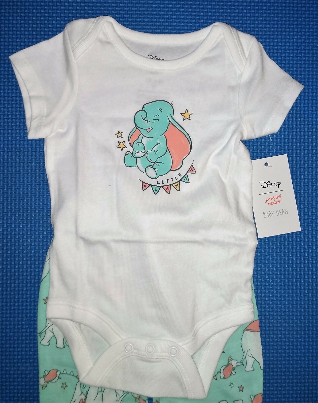 @ 3PC DISNEY’S DUMBO “LITTLE PEANUT” BODYSUIT PANTS & BIB SET@NEW! 3M 6M 9M NWT!