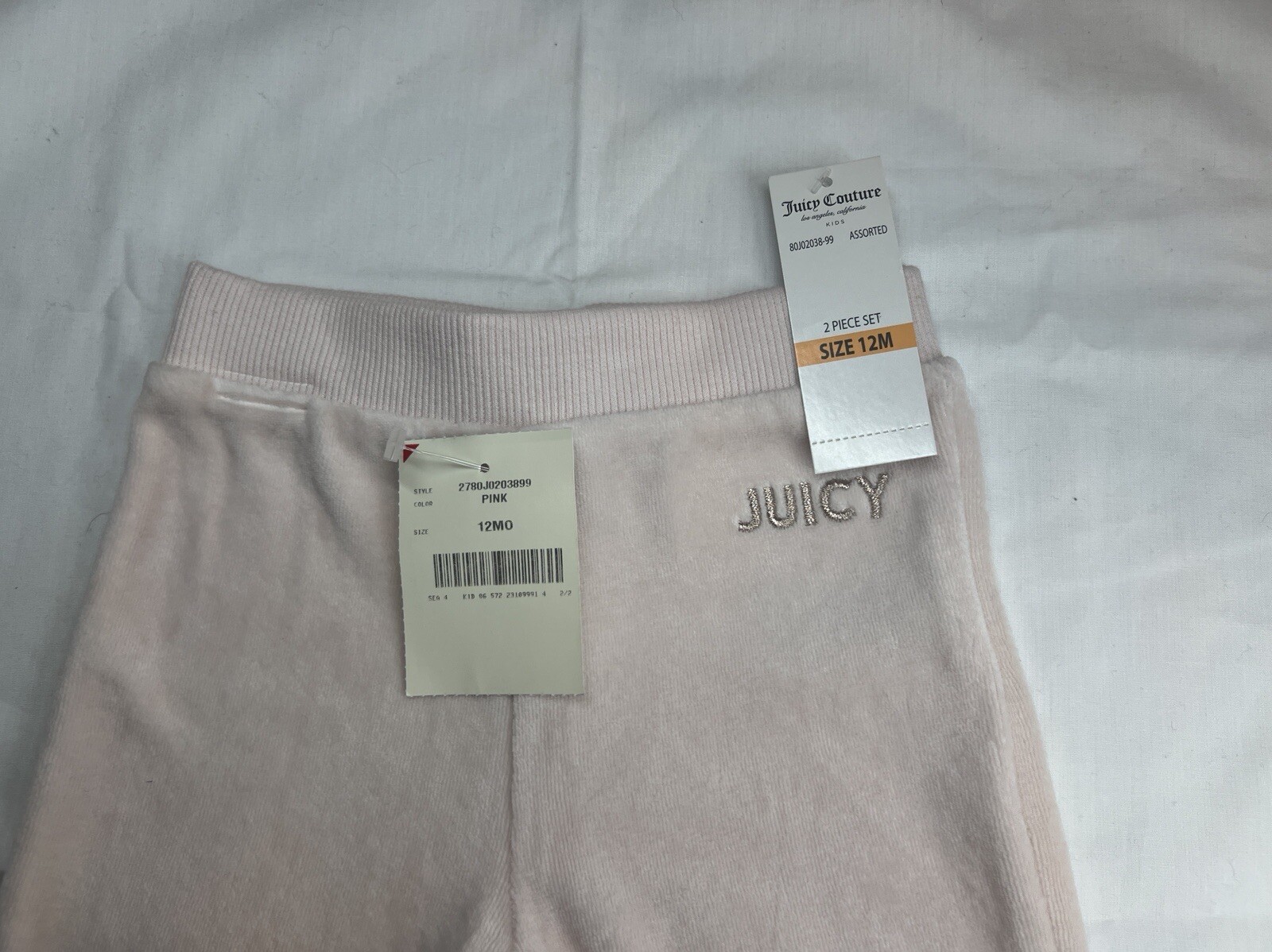 Juicy Couture Kids 2-Piece Bow Shoulder sweater & Joggers,Blush Pink,Barbie|12M