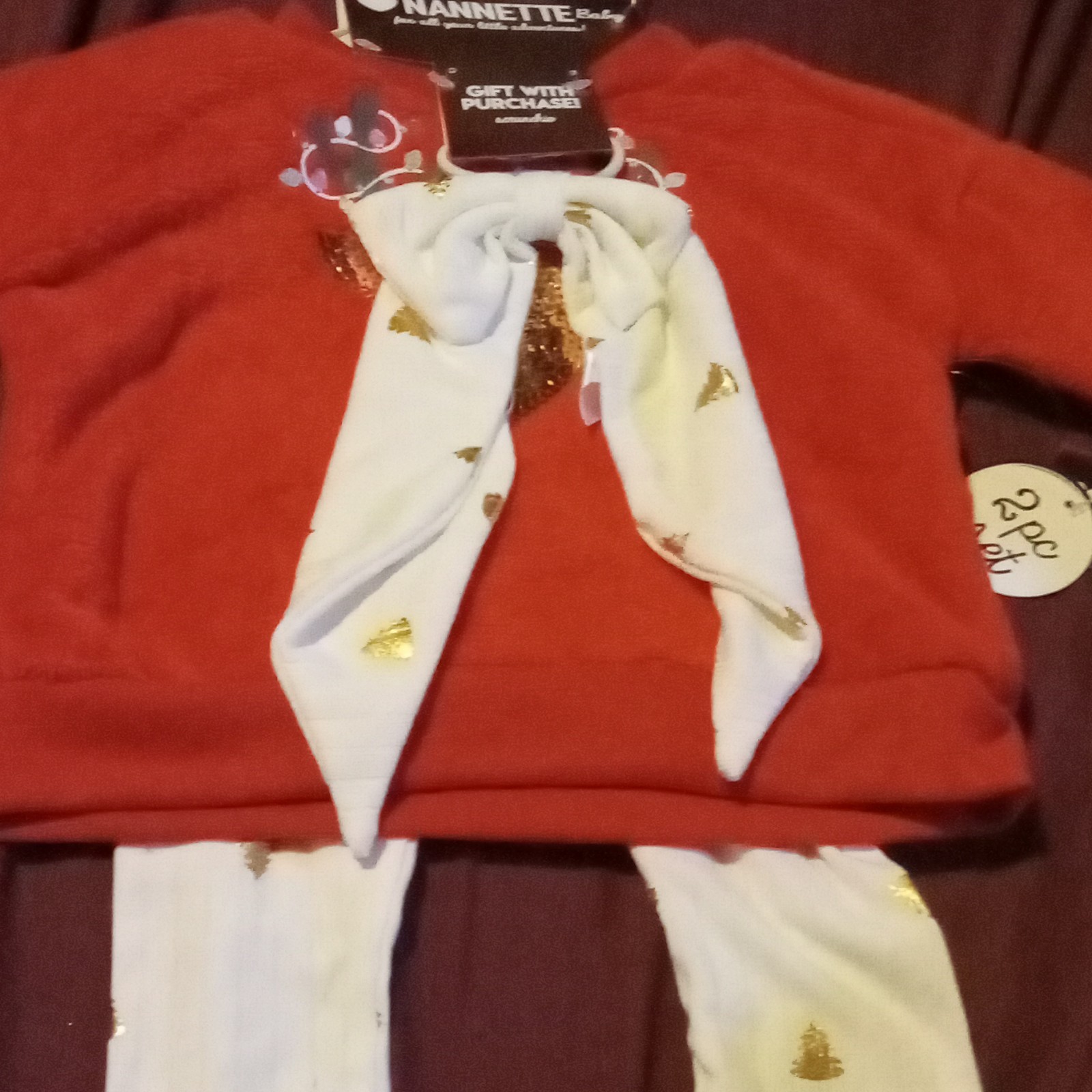 Nannette Girls 0-3,3-6,6-9 Months 2pc Red/White Long Sleeve Top & Pants