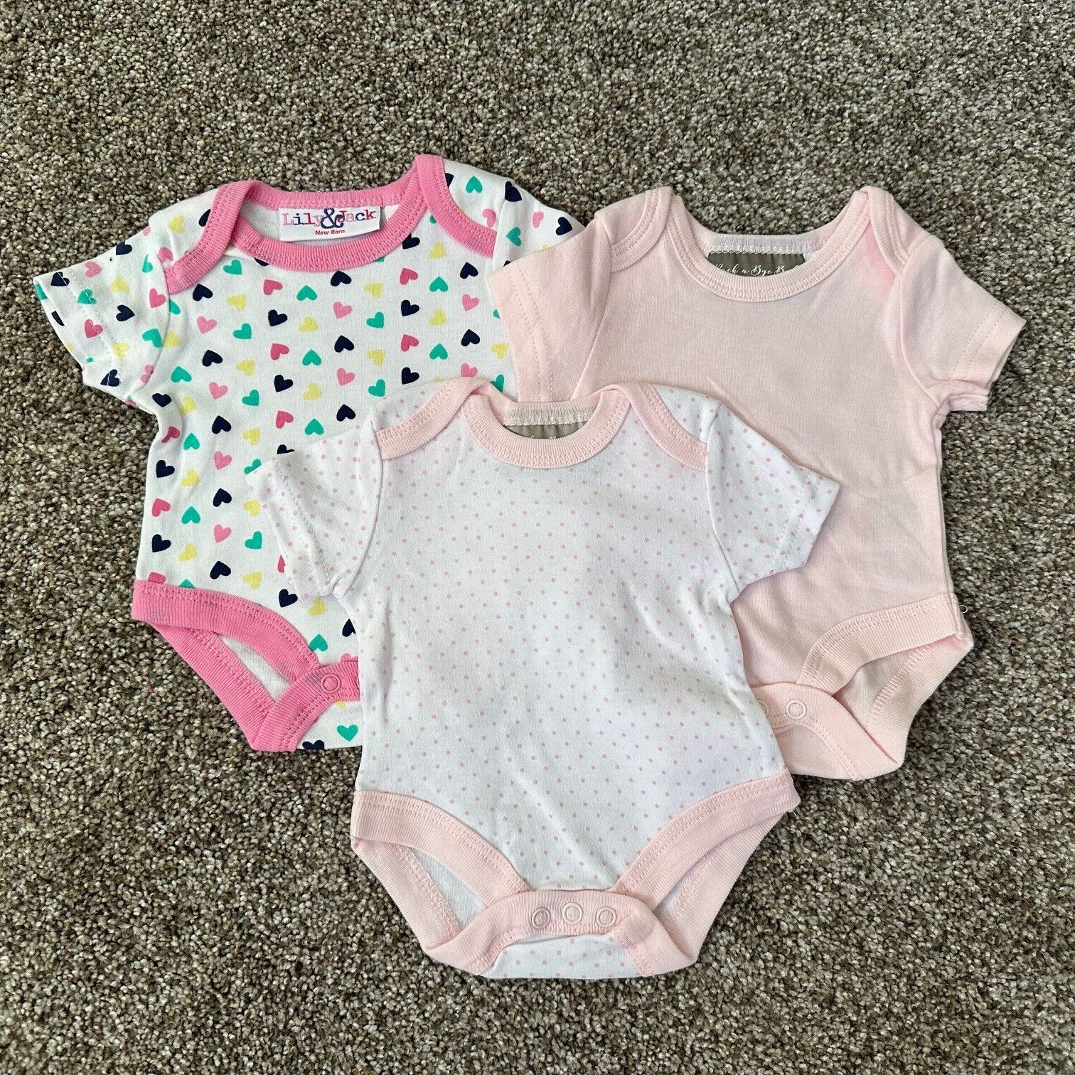 NEW 3 PACK! Newborn Baby Girls Bodysuit Lot, Infant Clothes Gift Set K
