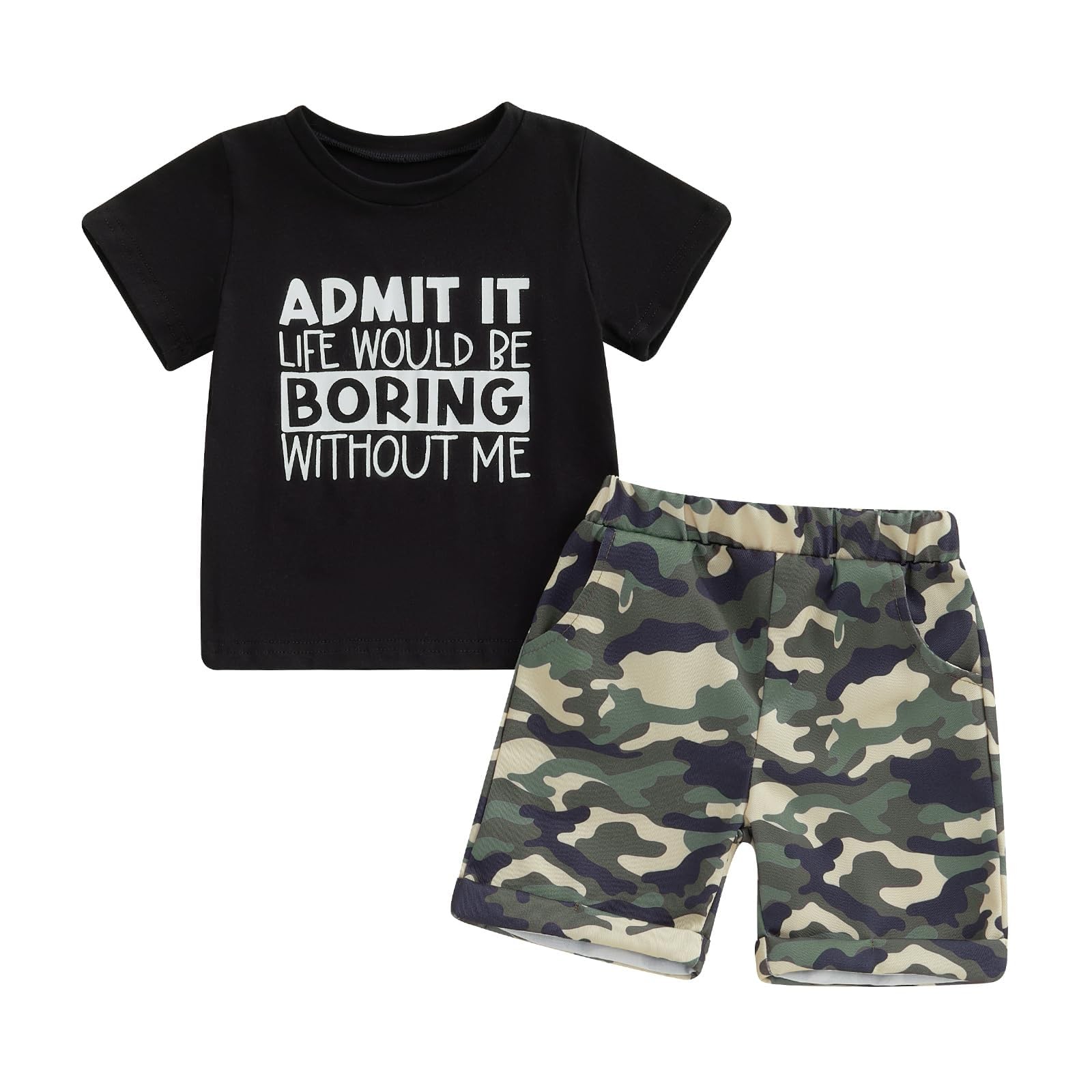Toddler Kids Baby Boy Summer Clothes Sets 1T 2T 3T 4T 5T Letter Print Short S…