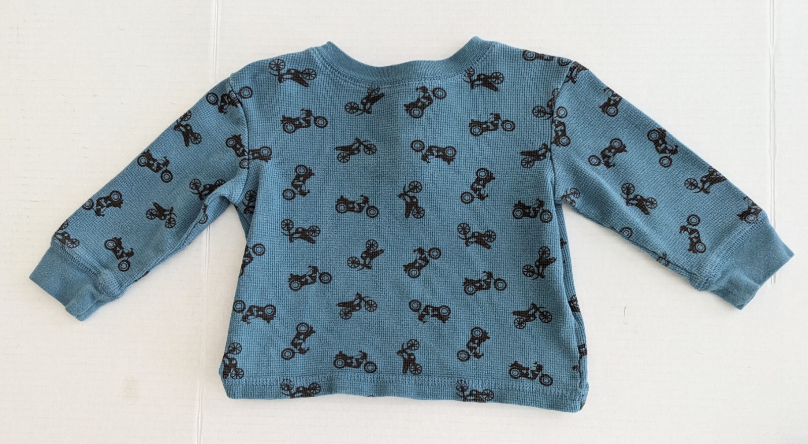 2 Pcs Size:12 Months Teal Thermal L/S Motorcycle Shirt & Black Microfleece Pants