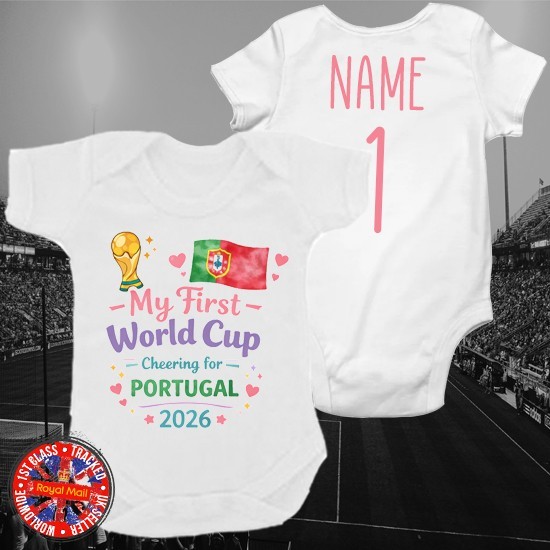 My First World Cup Cheering On Portugal Personalised Girls Bodysuit
