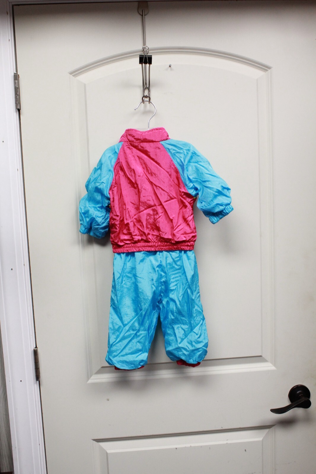 McKids Vintage Pink Blue Garden Paradise 12M Outfit Nylon Jacket Pants Parachute