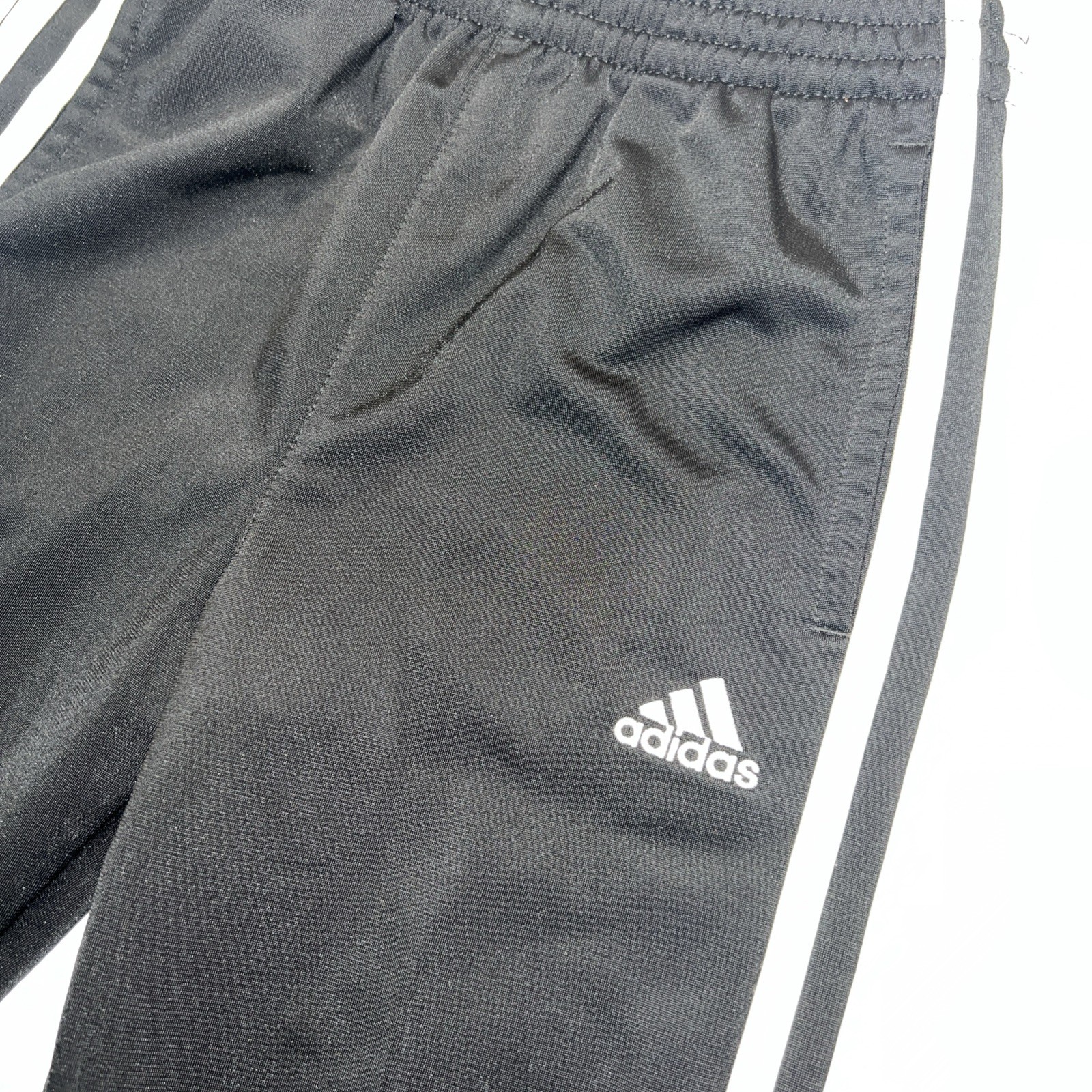 Adidas Toddler Track Suit Set Black White 3 Stripe Jacket + Pants Size 6