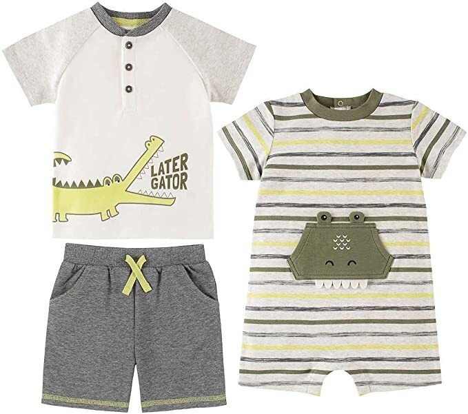 Kids Headquarters 3 Pc. Set ~ Alligators ~ 12 Months ~ Romper ~ Shorts ~ Shirt