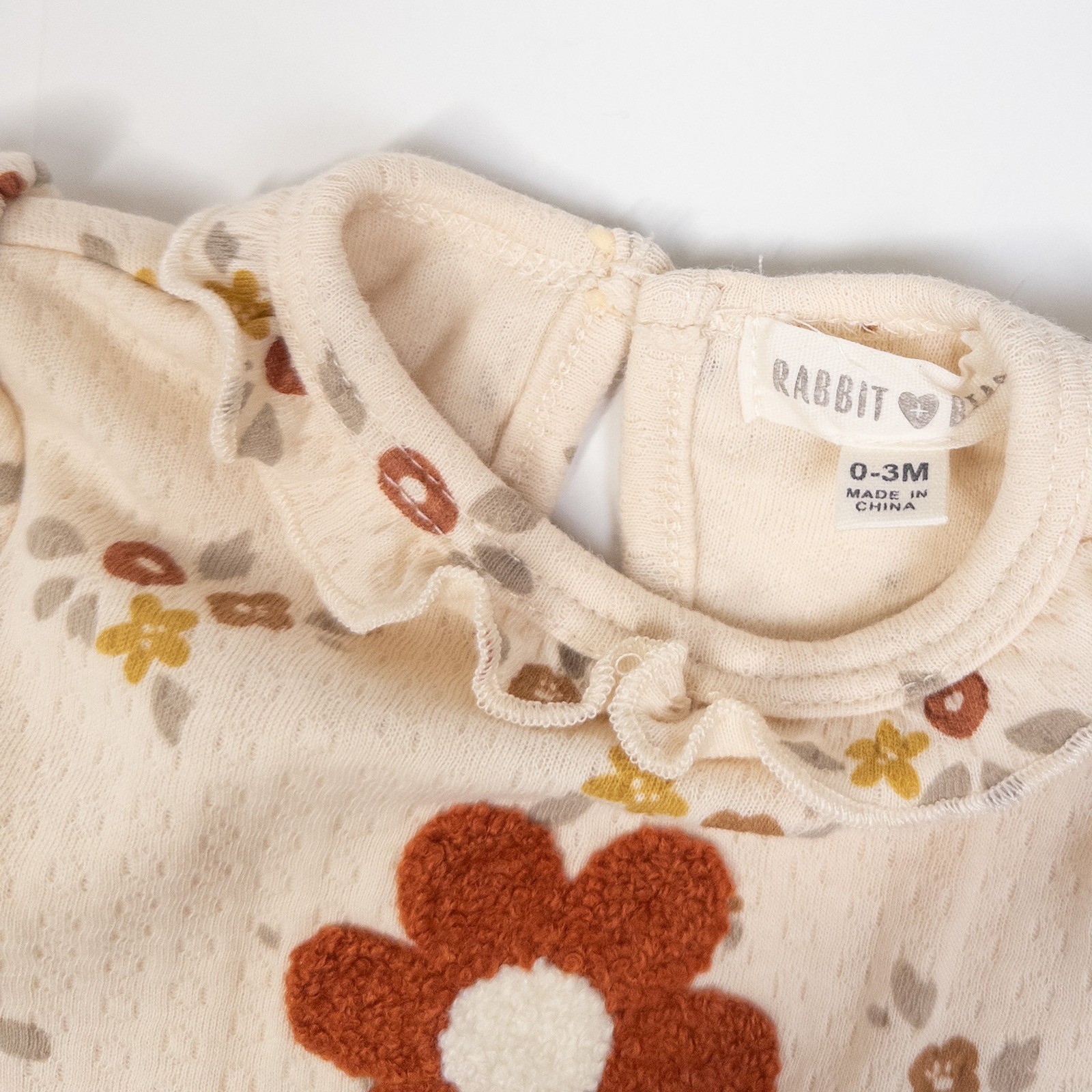 Jessica Simpson Rabbit Bear Romper Bodysuit Baby 0-3M Floral Ivory Set Boho