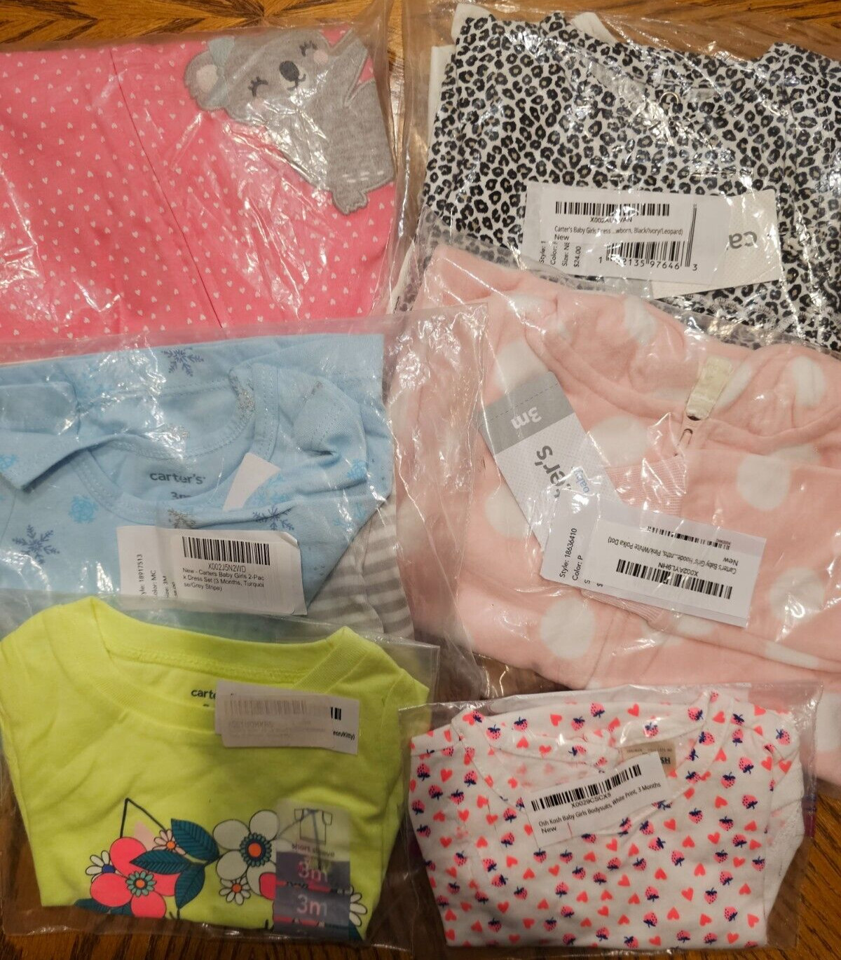 NEW LOT OF 8 NWT CARTER’S BABY GIRL NEWBORN 3 MONTH DRESS PAJAMAS T-SHIRT ROMPER