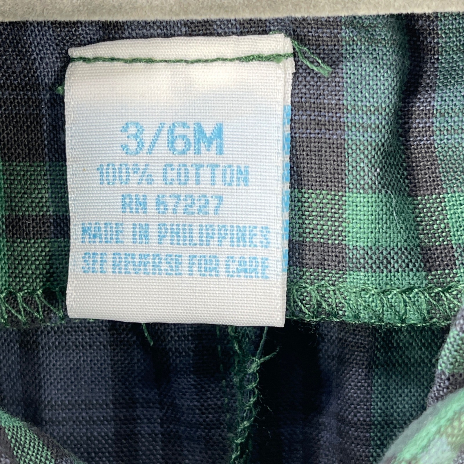 Vintage Varsity Plaid Overalls Baby Size 3/6 Months Preppy Green Blue Cotton Bib