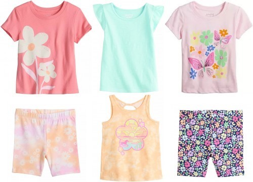 New 6 Piece Jumping Beans Tank Top & Tee Shirts & Bike Shorts Outfits Sz 4T NWT