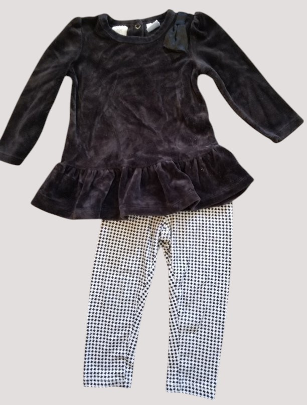 * KOALA BABY Black and White Houndstooth Velour Pant Set Girls 24 months