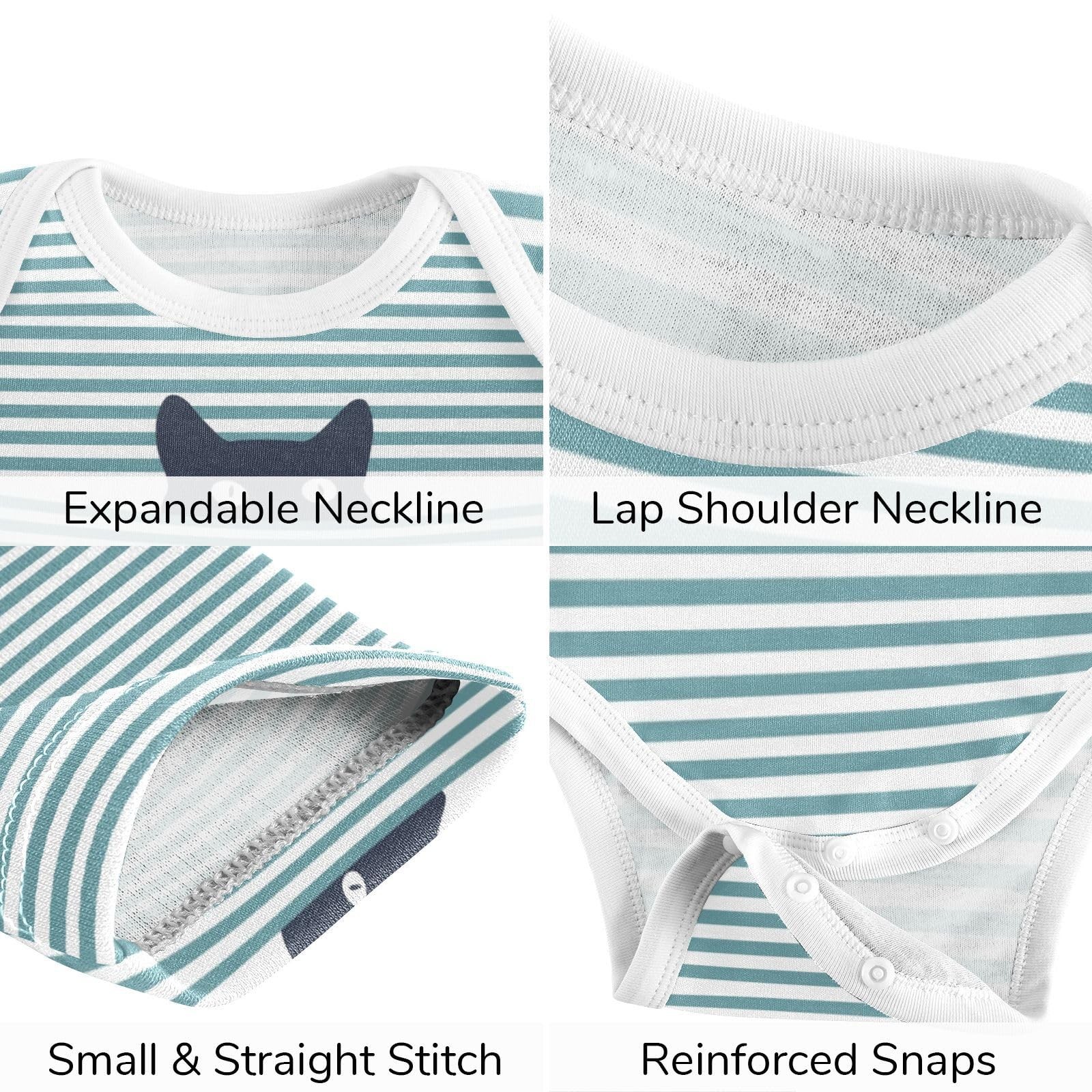 KICPOAY Baby Clothes Set Cat and Stripes Infant Bodysuits 3 Months, Multi 3