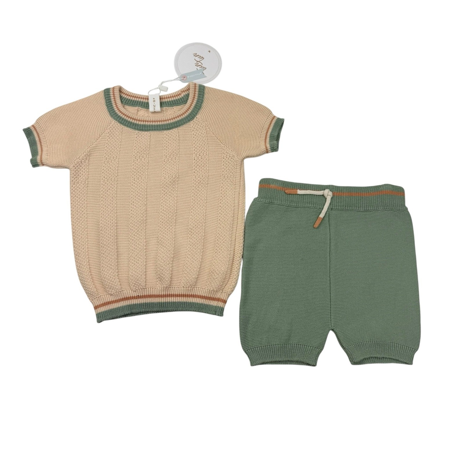 NWT Tun Tun Pima Cotton Country Club Daniel Knit Top & Shorts Set, 18/24m