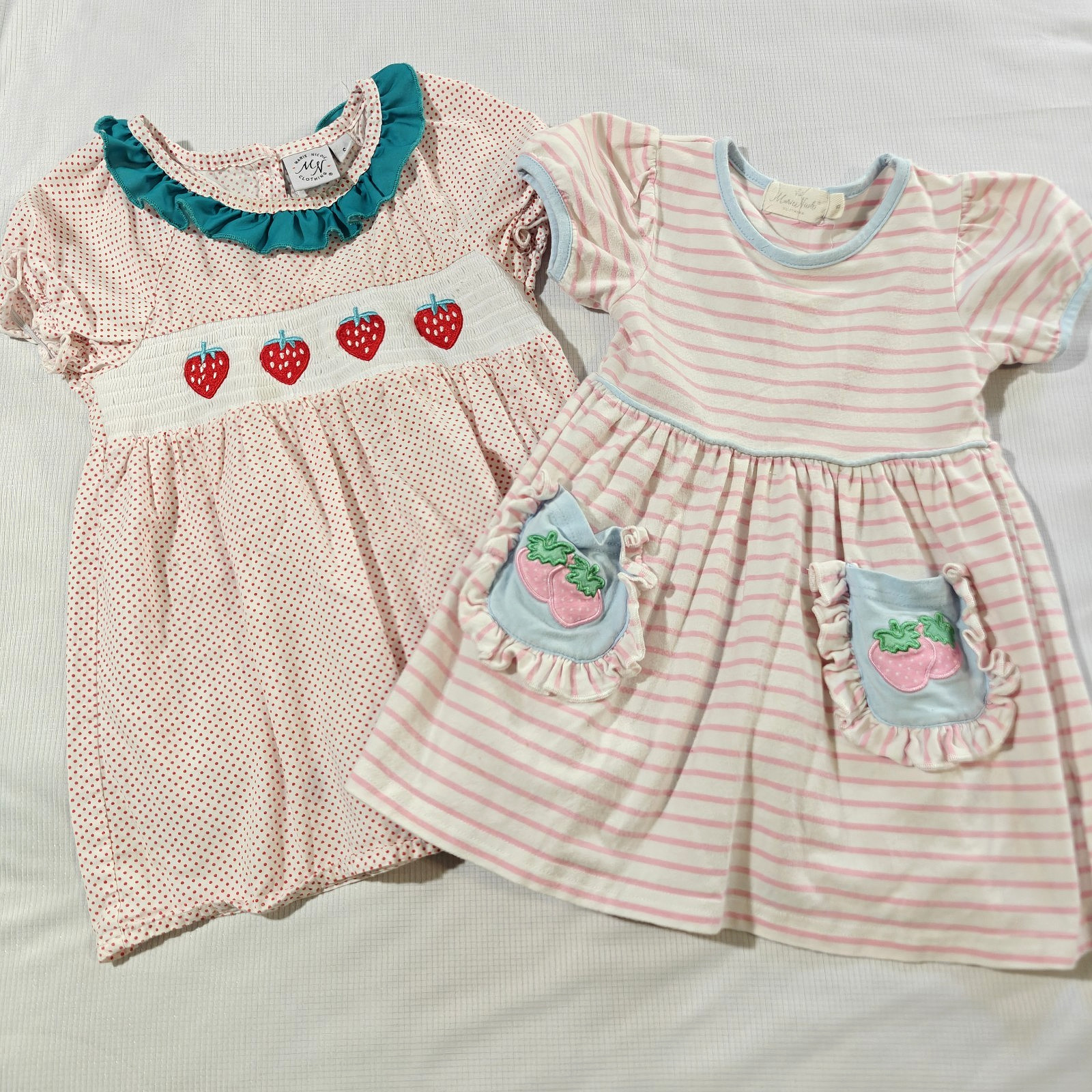 Girls Dresses Size 5 T – Sm Smocked Marie Nicole Spring/summer Dress Strawberry