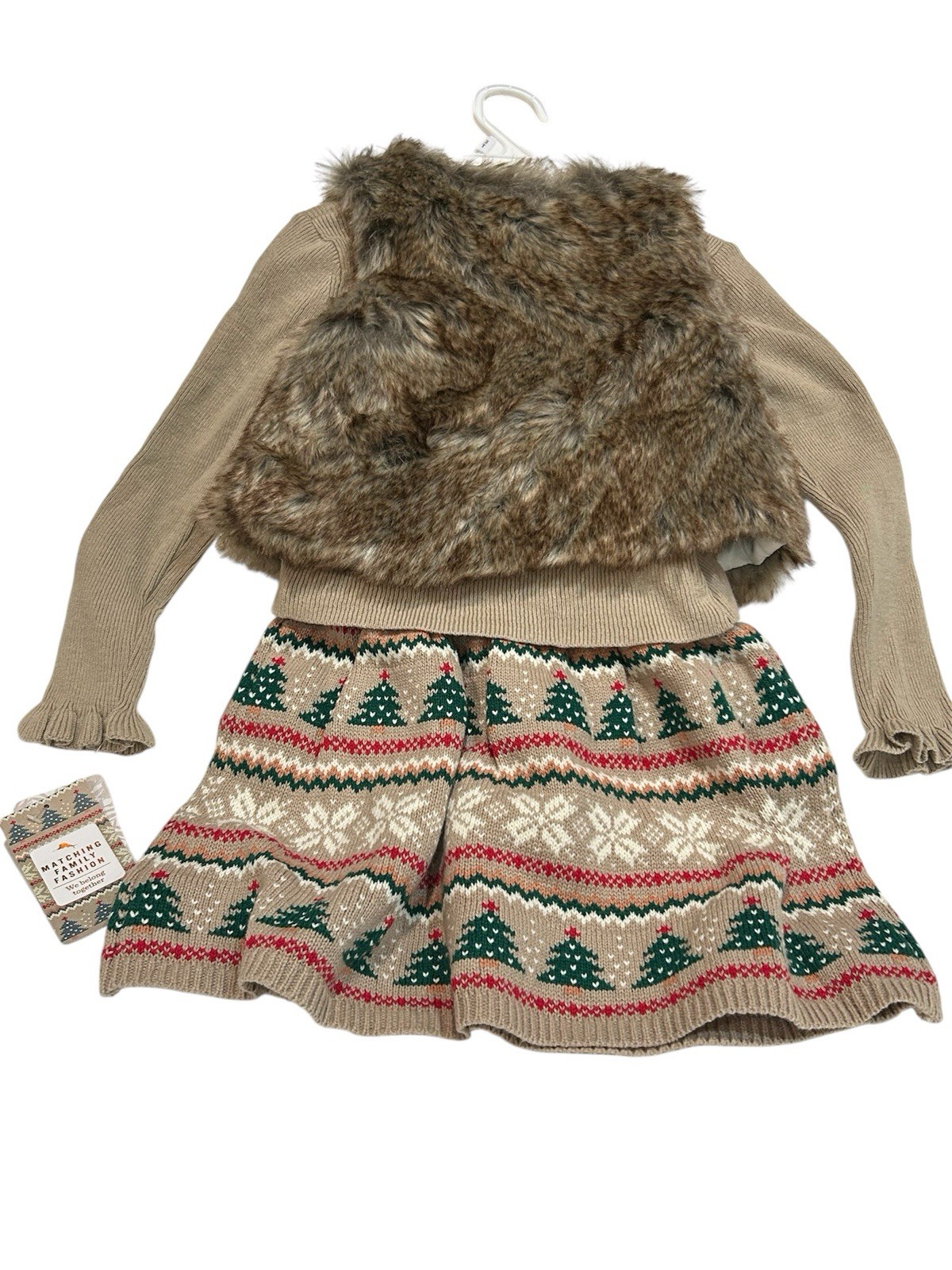 NWT Tommy Bahama Girls 3T Knit 3 Piece Skirt Shirt Vest Fair Isle Christmas