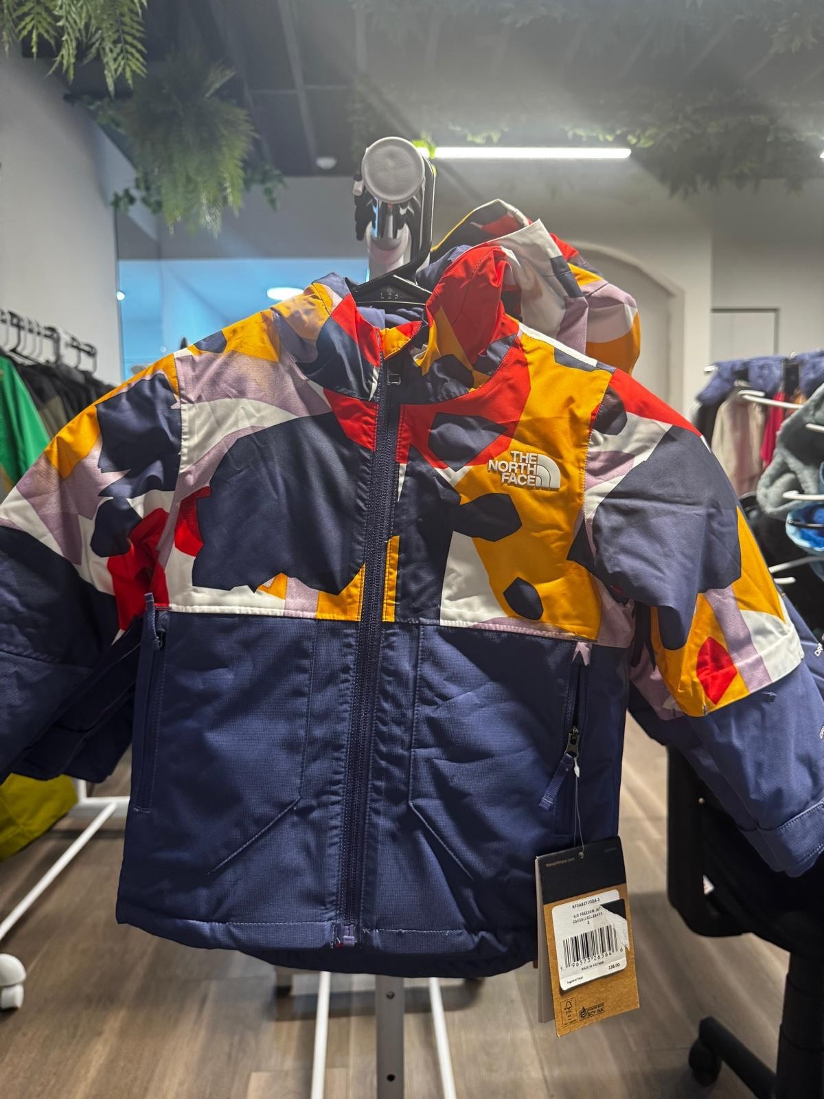 The North Face Kids’ Freedom Insulated Jacket, Cave Blue Collage Shapes Print, 2