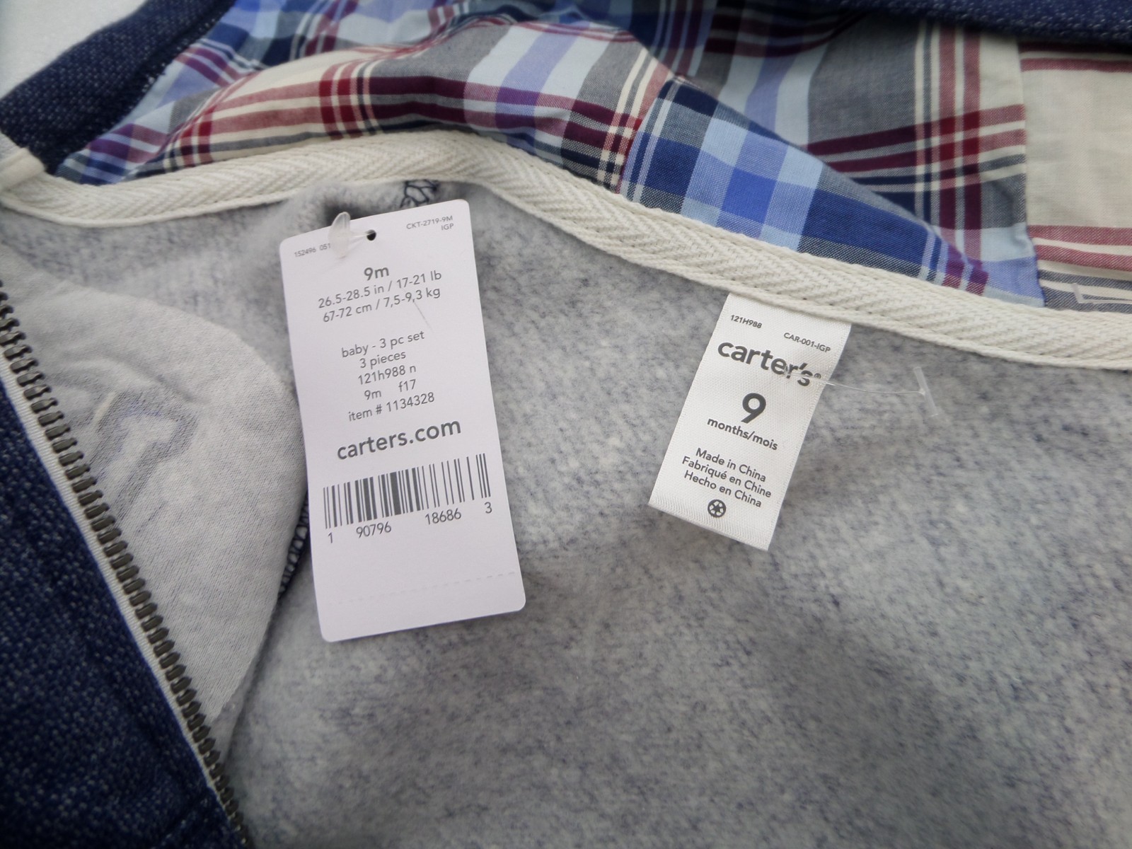 CARTERS 2-PIECE HOODIE / JOGGER SET – INFANT BABY SIZE 9 MONTHS