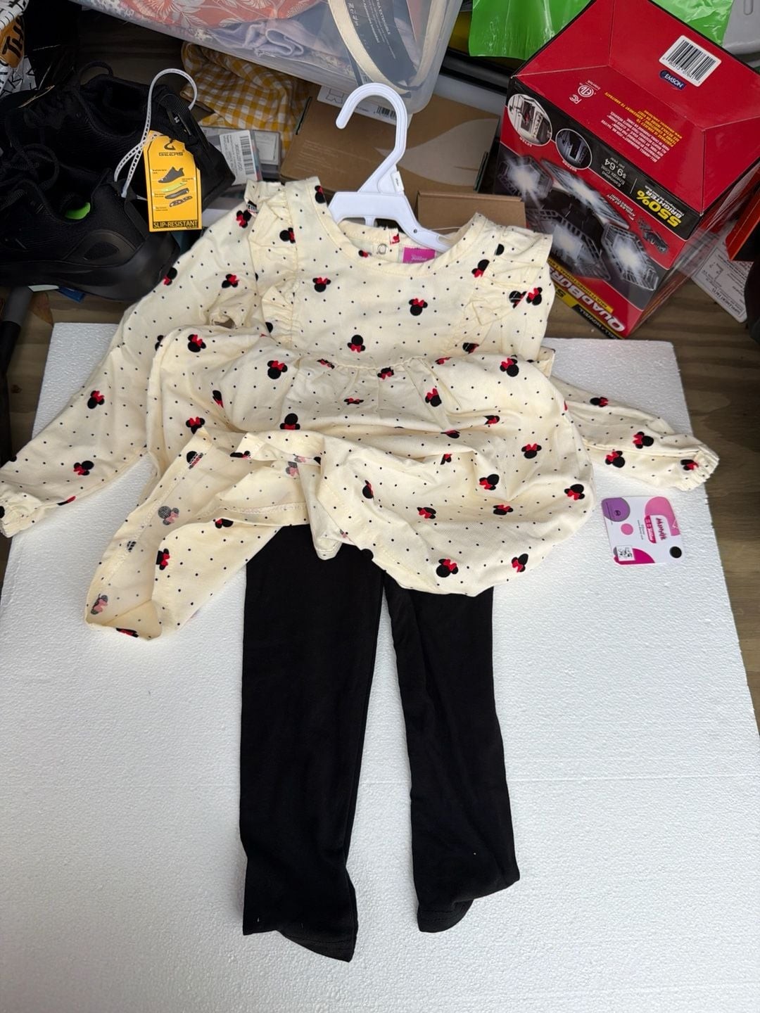 Disney Junior Minnie Mouse 3T Corduroy Ruffle Peplum Top and Leggings 2-Piece Se