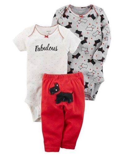 Carters Baby Girl’s 3-Piece Set – Size: 3m, 6m, 9m, 12m