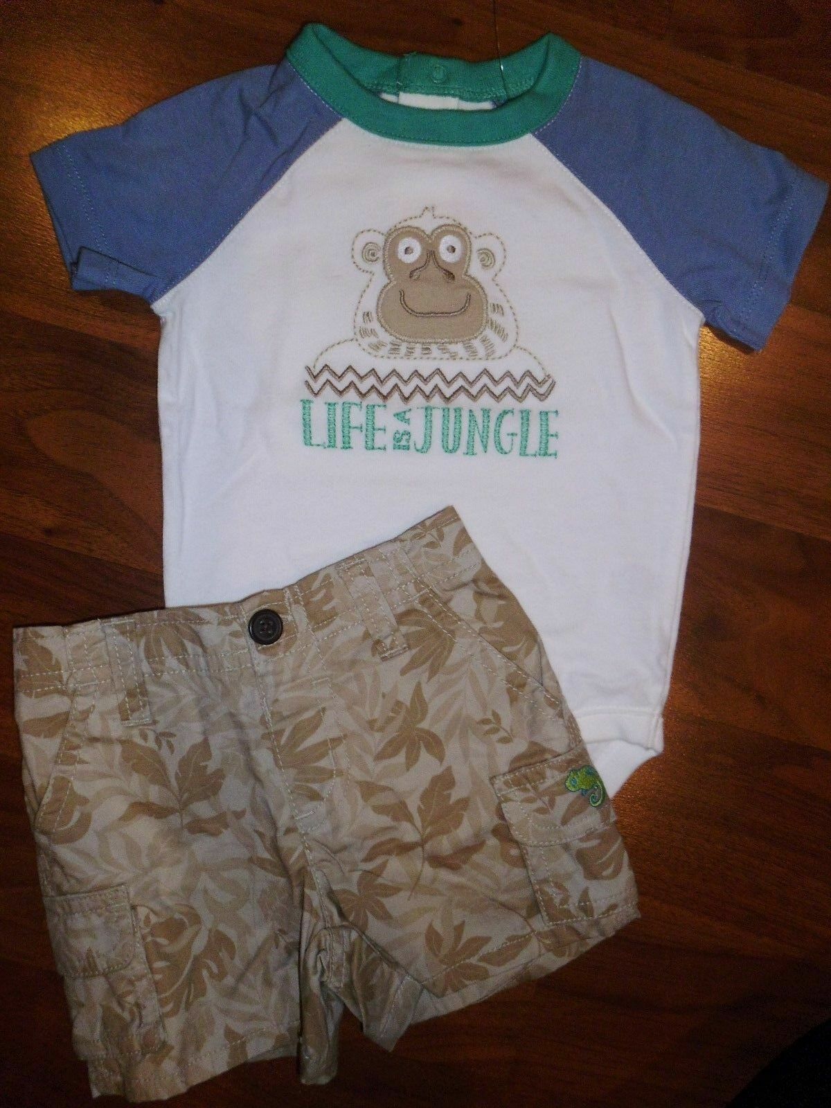 0 3 M Gymboree 2pc LIFE IS A JUNGLE Bodysuit Safari Shorts Baby Boy NWT