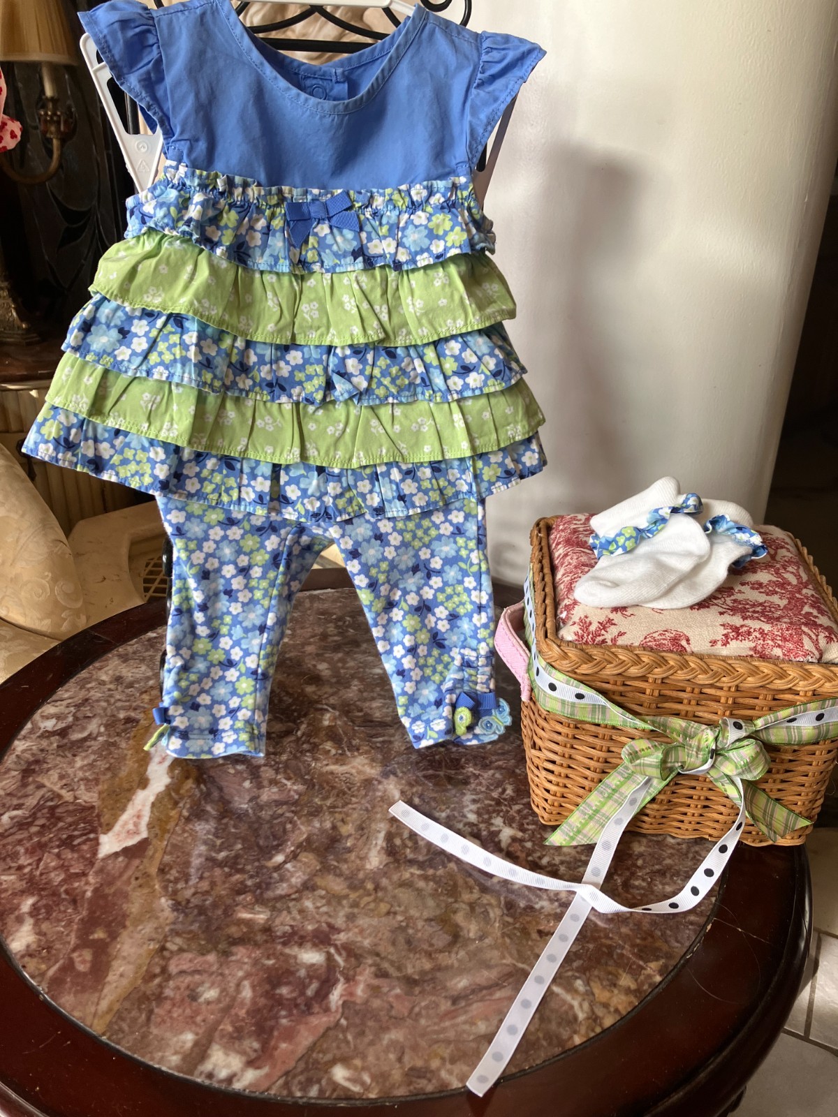 Gymboree 2012 Darling Butterfly leggings tiered ruffle swing top socks 3-6