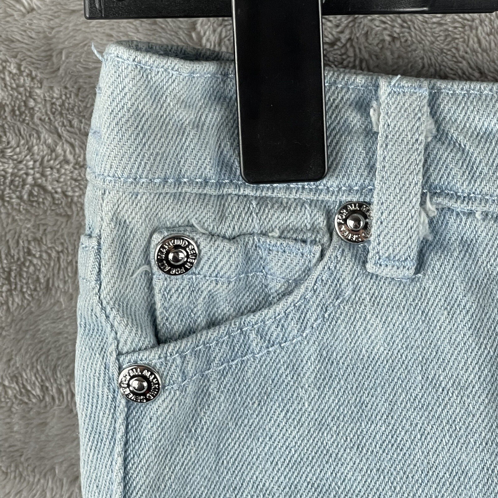 7 For All Mankind Girls Denim Shorts Light Wash Frayed Hem Size 24M Toddler