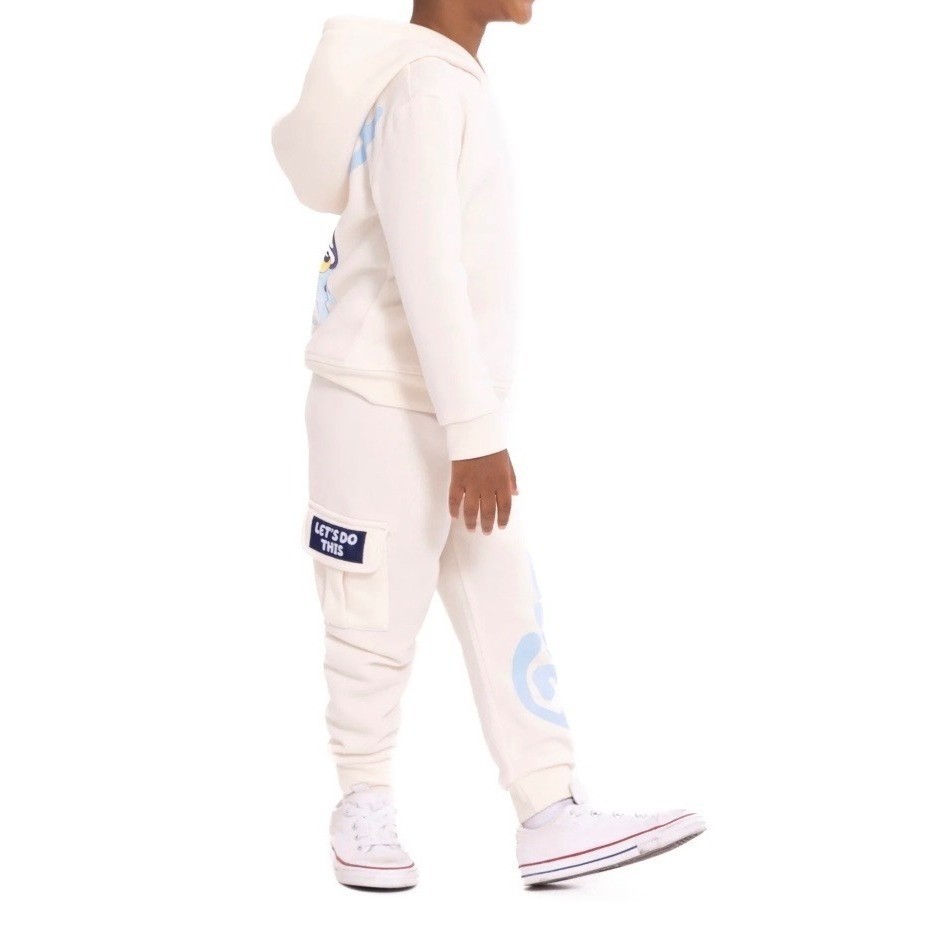 Bluey Kids Hoodie and Joggers Set Cream Bluey Family Graphic 2-Piece Outfit 3T