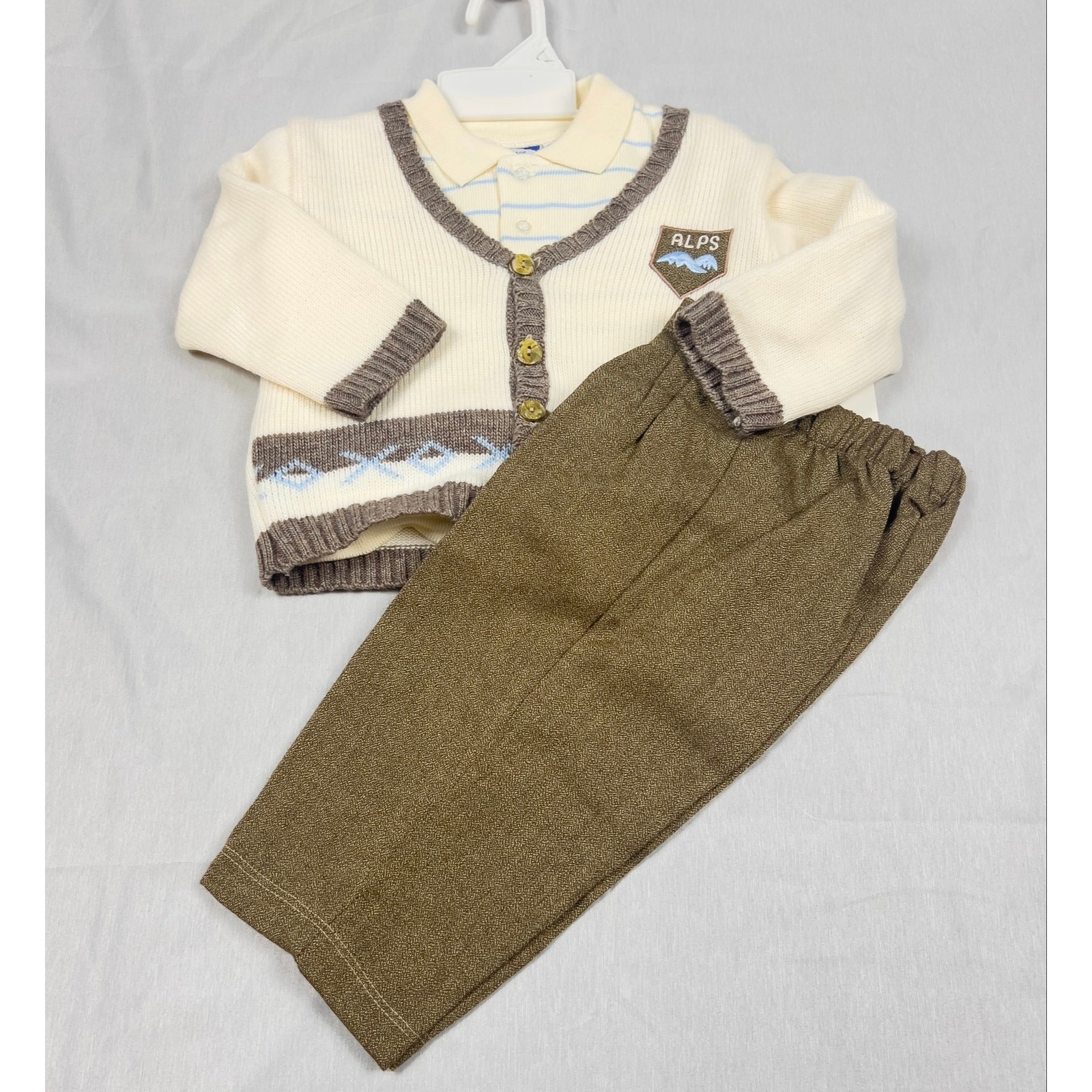 Vintage NWT Carriage Boutiques 3 Pc Boys Outfit Set 12M Sweater Cardigan Pants