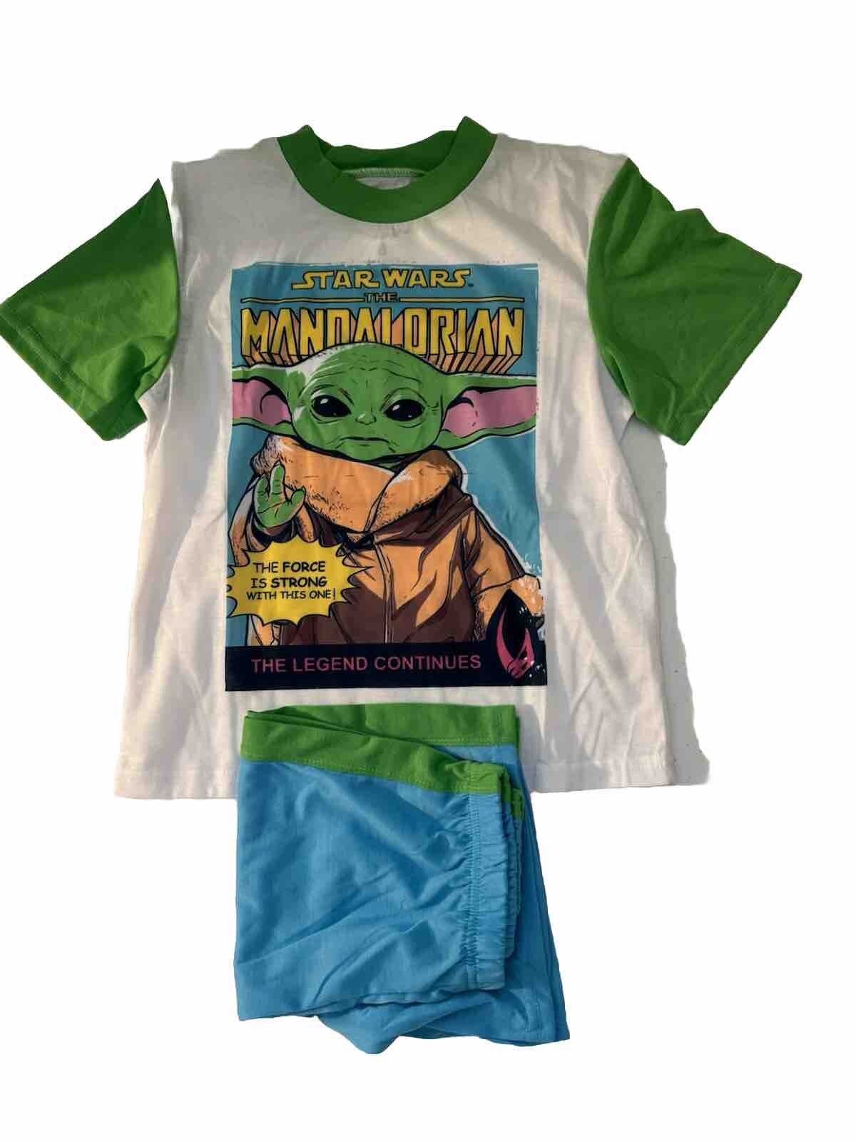 StarWars The Mandalorian Baby Yoda Boys 2Tops-1Short Pajama Set Sz 10